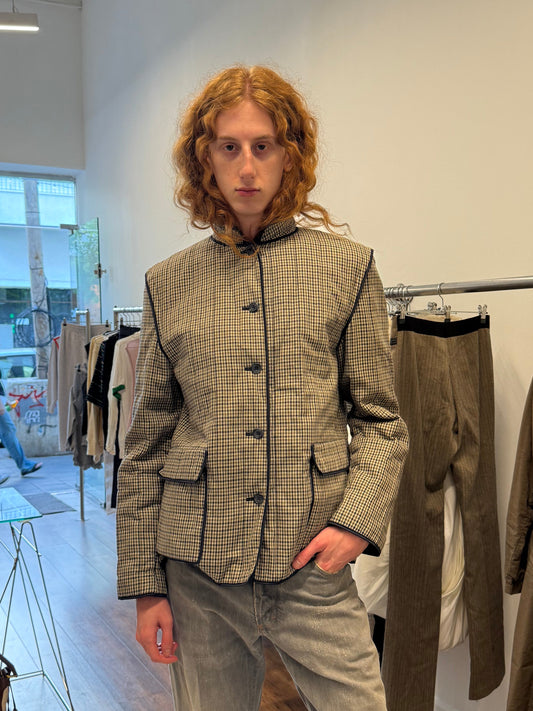 Aquascutum Round Collar Check Pattern Jacket