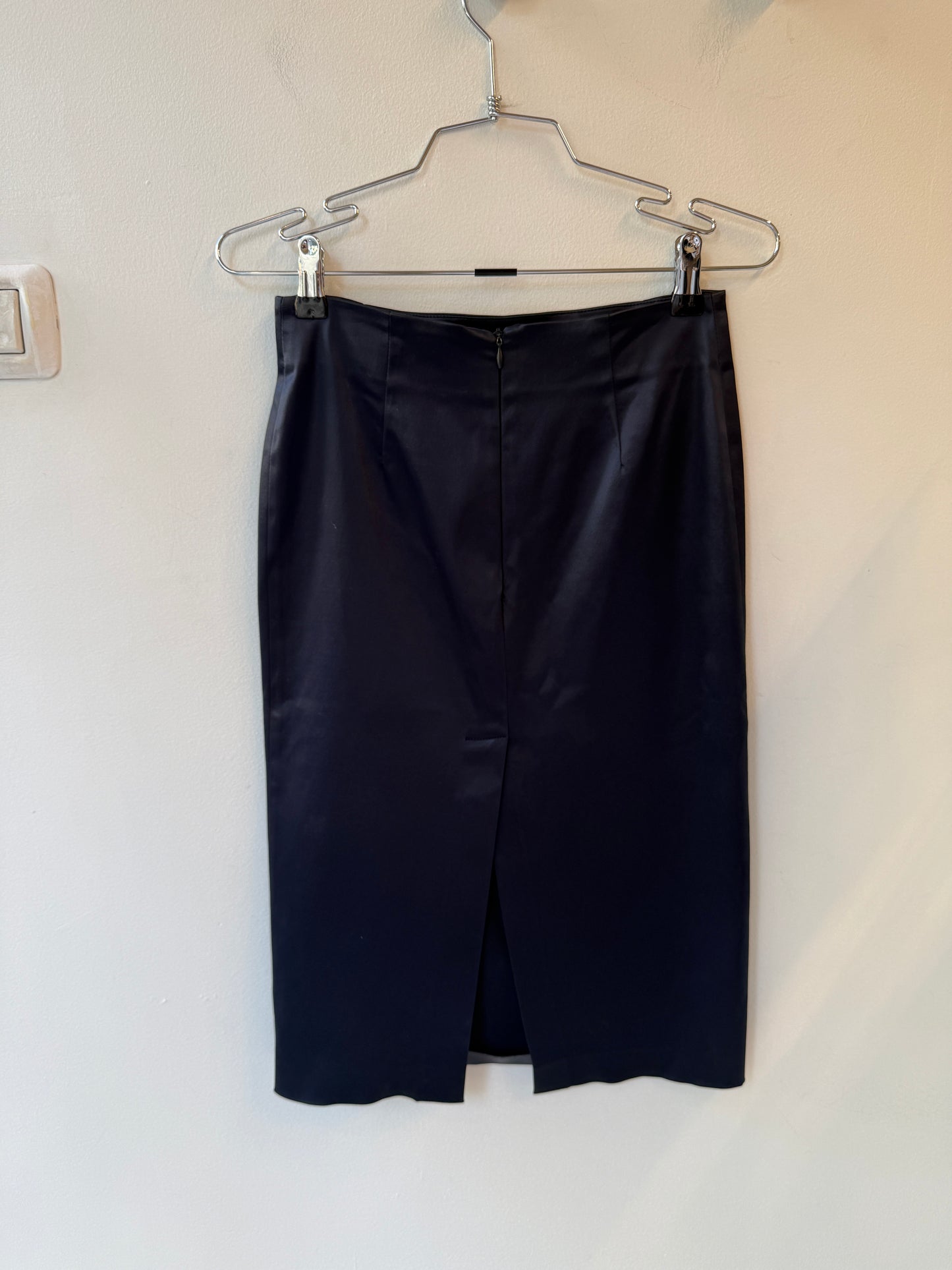 Lorella Braglia Navy Satin Bustier & Pencil Skirt Set