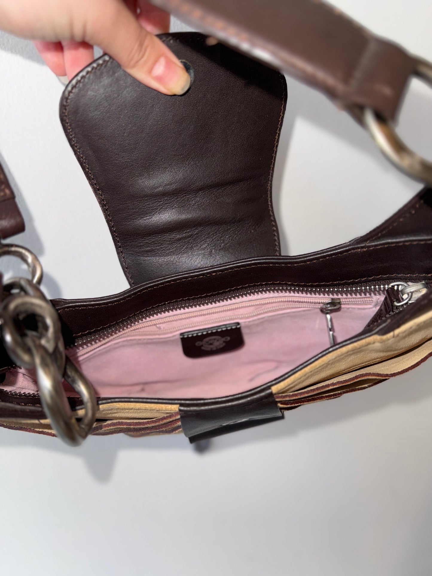 Giorgio Sculptural Suede & Leather Shoulder Bag