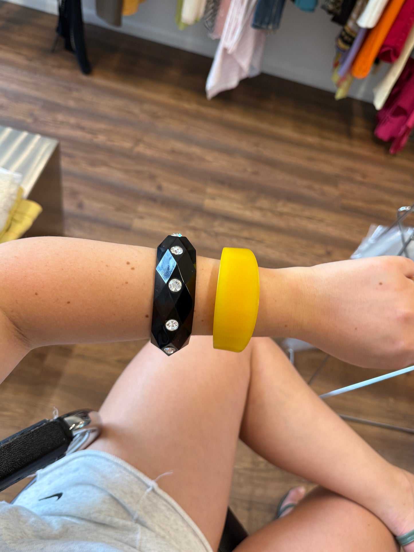 Vintage Yellow Chunky Resin Cuff Bracelet