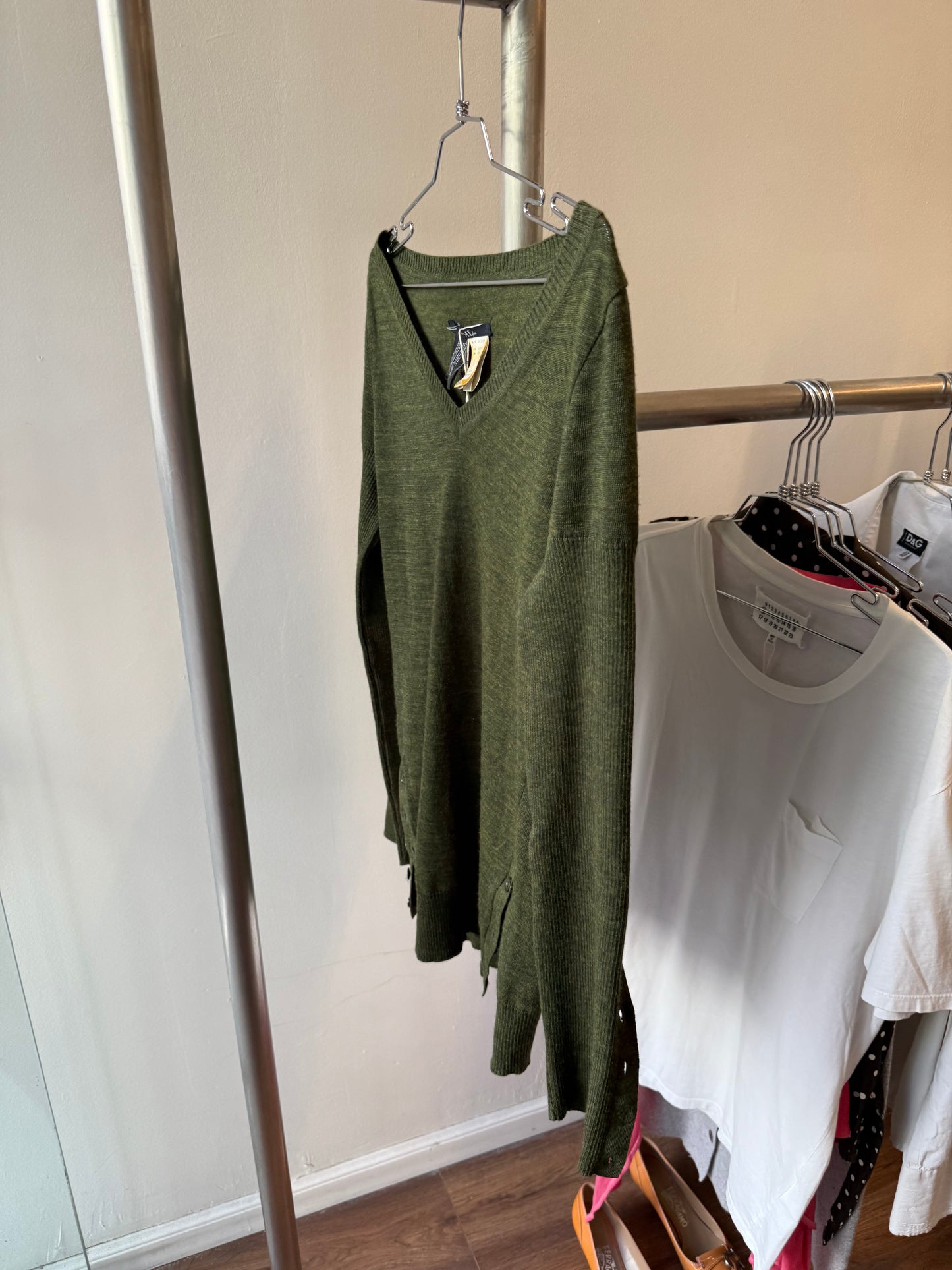 LIMI feu Olive Green Buttoned Knit
