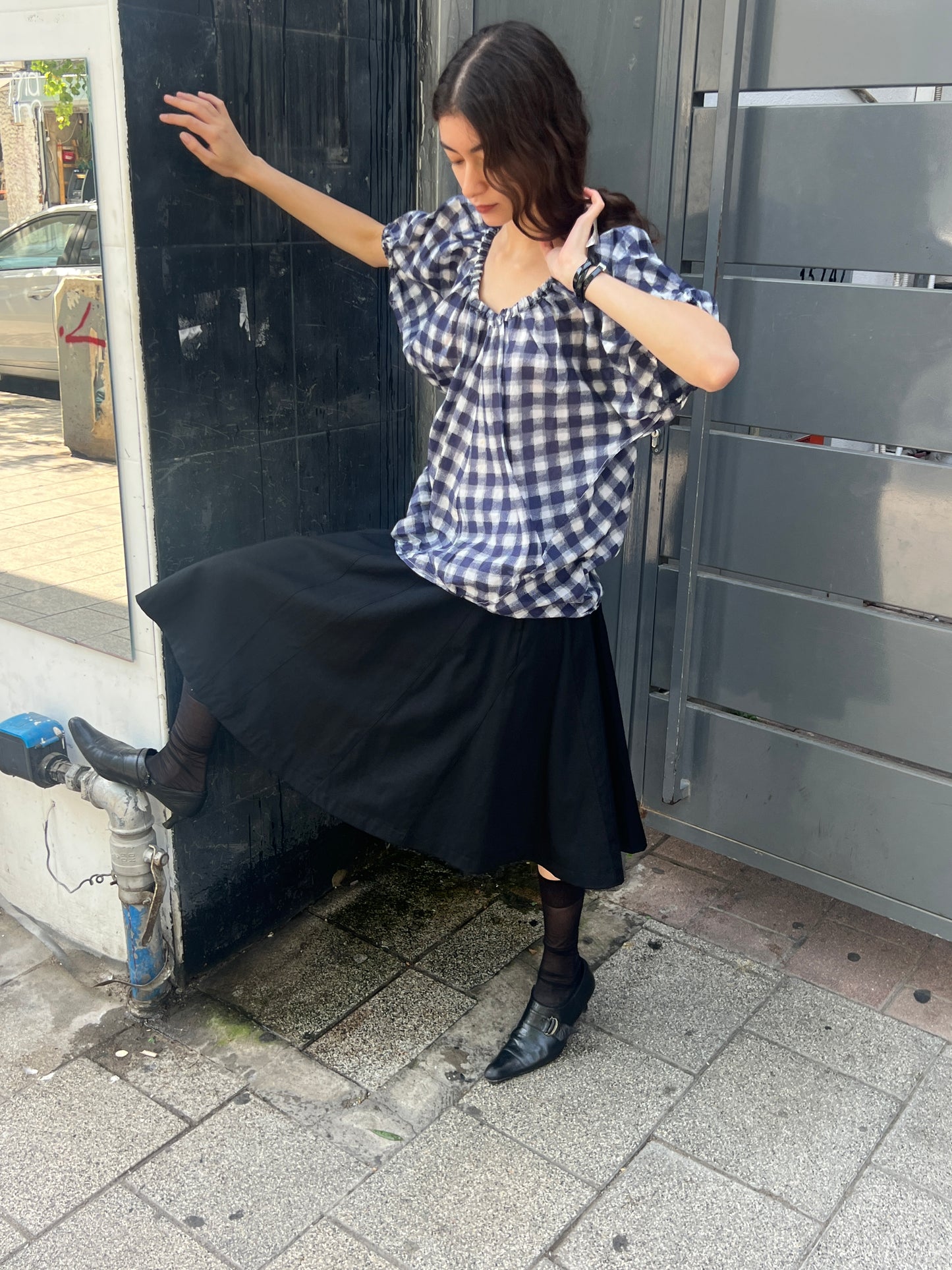 Y’s For Living Gingham Blouse