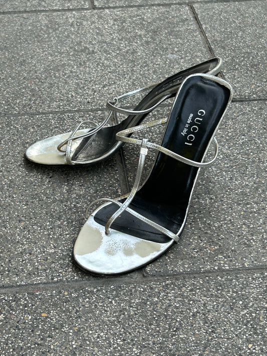 GUCCI 90s’ silver heels 38 EU