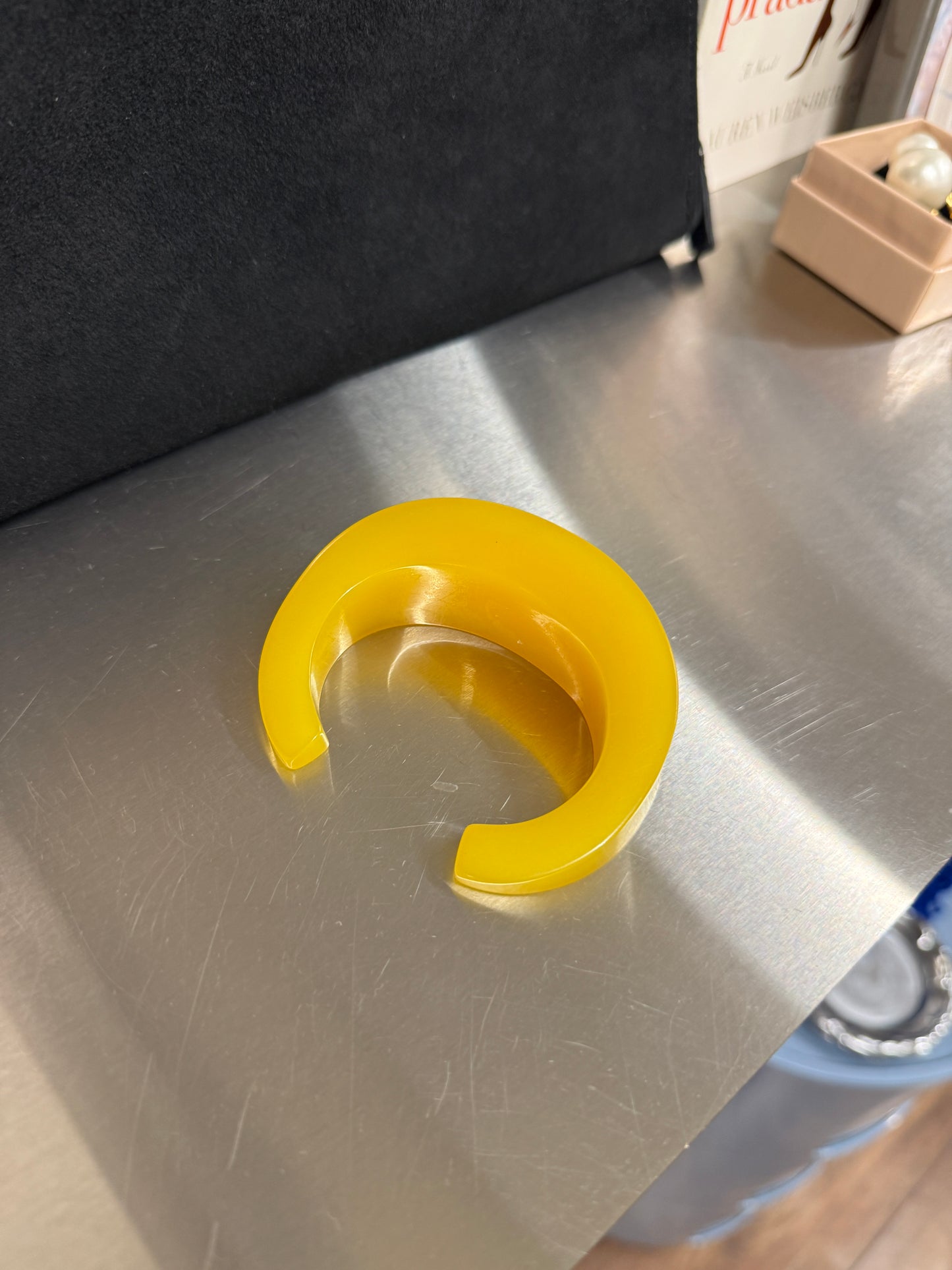 Vintage Yellow Chunky Resin Cuff Bracelet