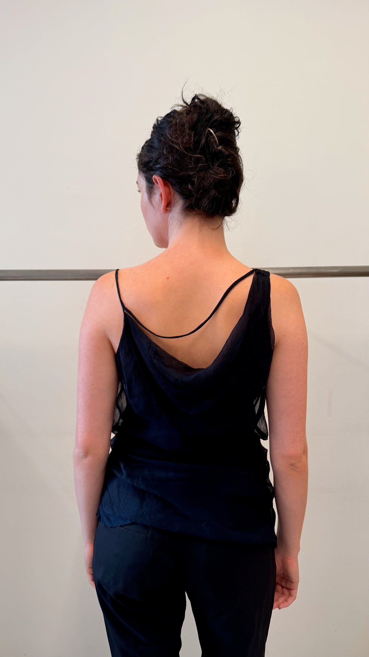 Vintage Agnes Flo Asymmetric Sheer Silk Top