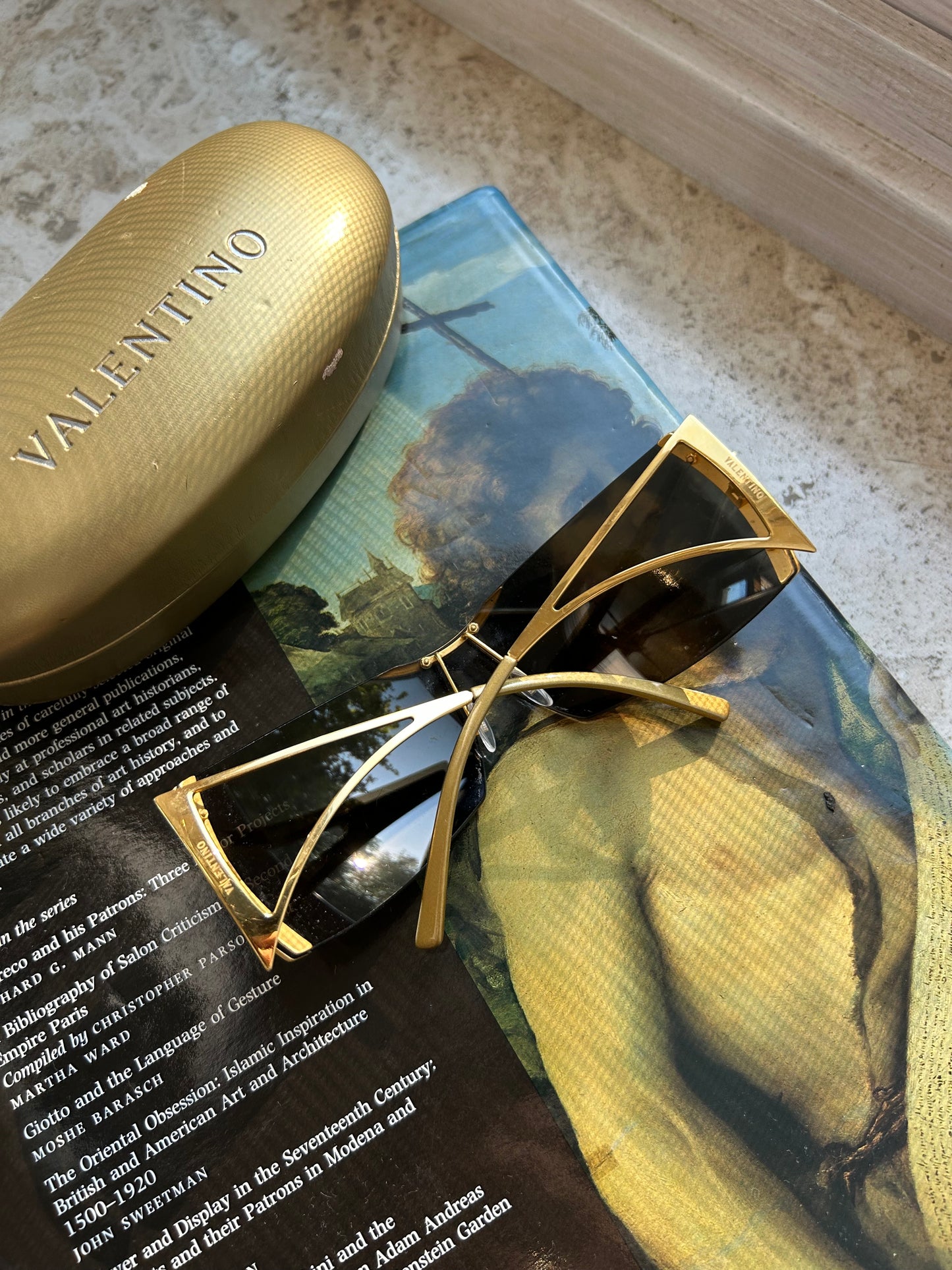 VALENTINO V gold mask mirror sunglasses