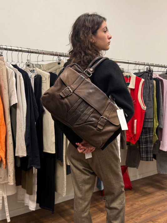 Max Moratti 2000s brown leather satchel