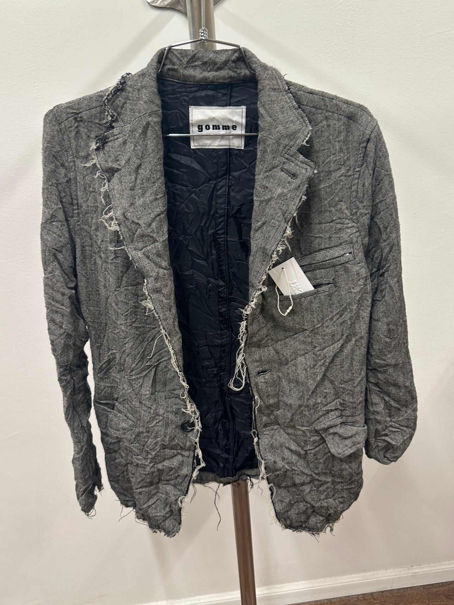 gomme distressed herringbone blazer