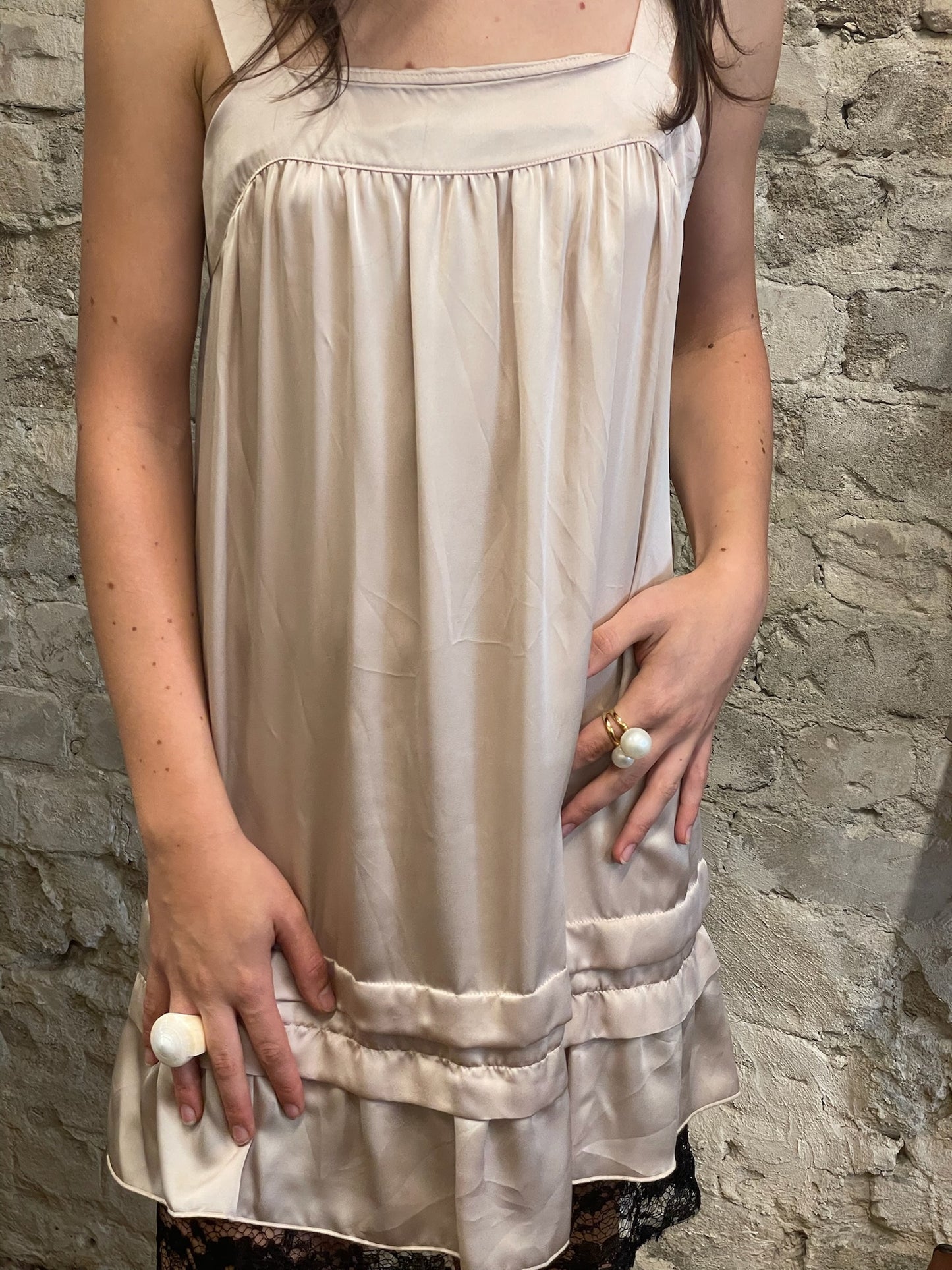 Sisley 2012 Satin & Lace Mini Dress