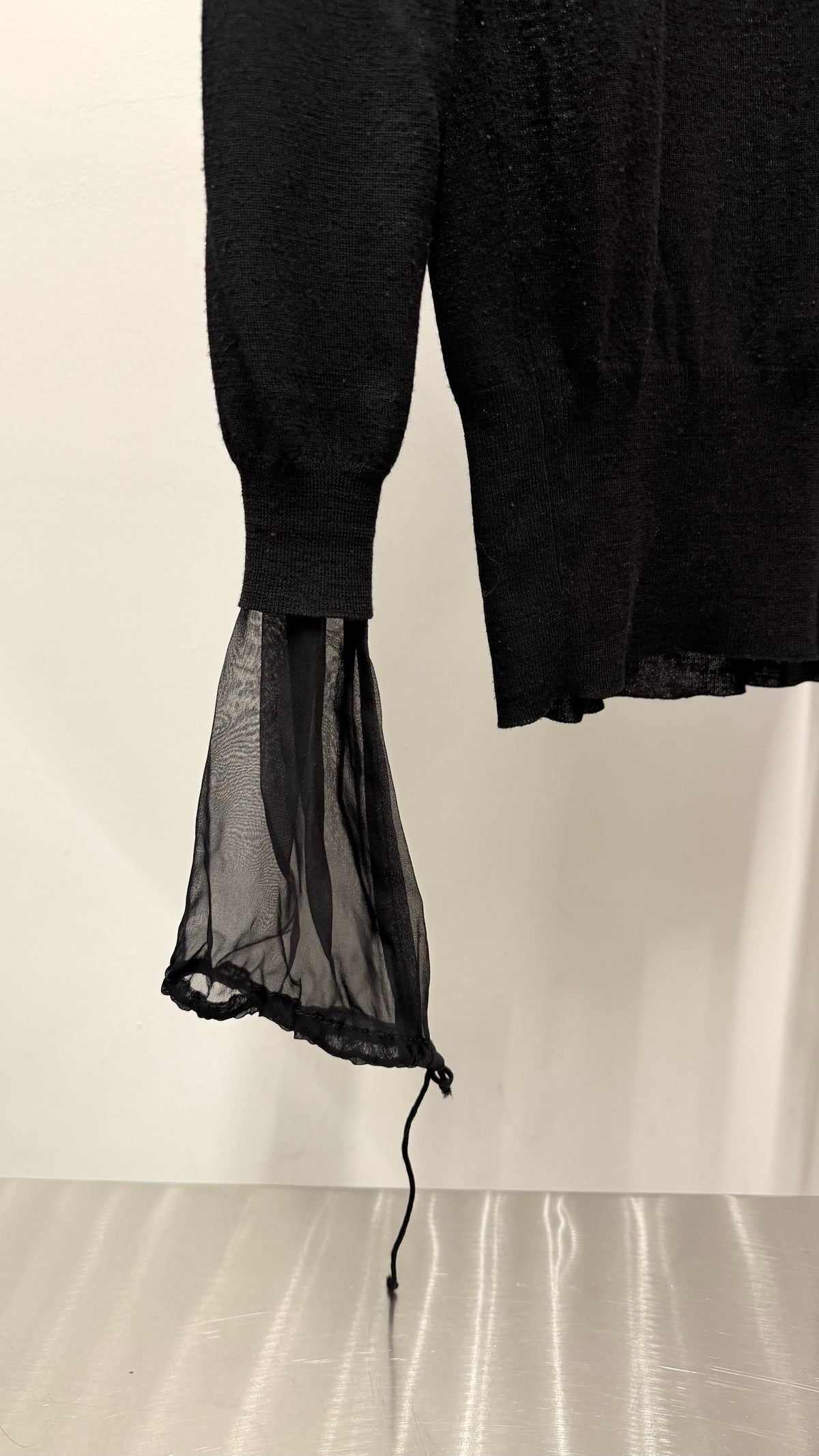 Vera Wang Merino Knit Top with Silk Cuffs