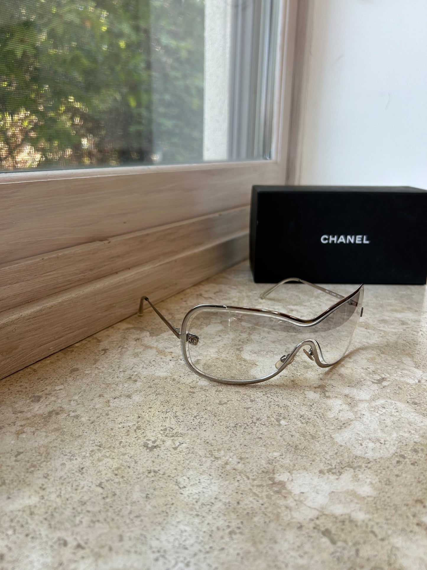 CHANEL 2000s’ shield clear sunglasses