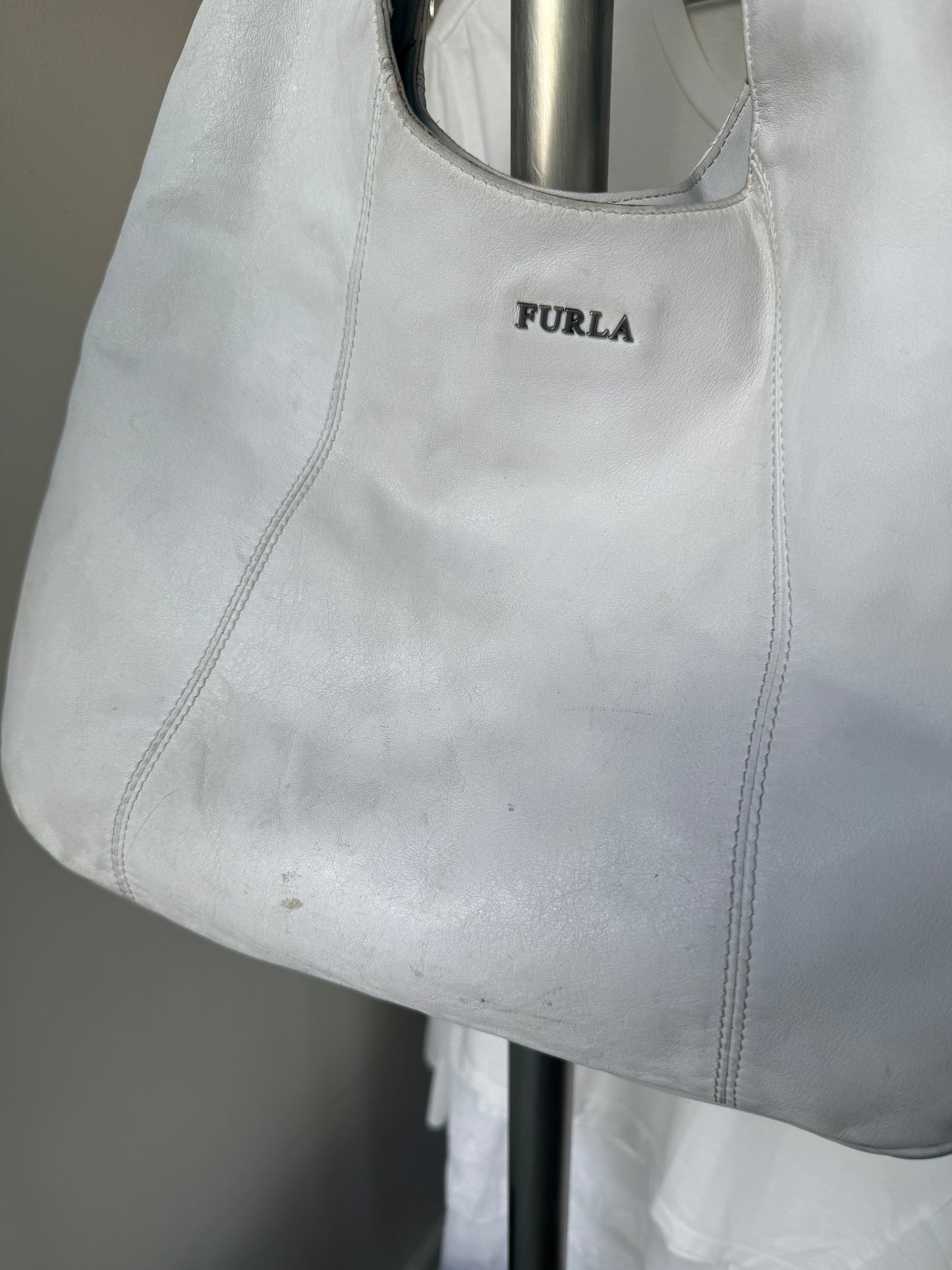 Furla White Leather Hobo Bag