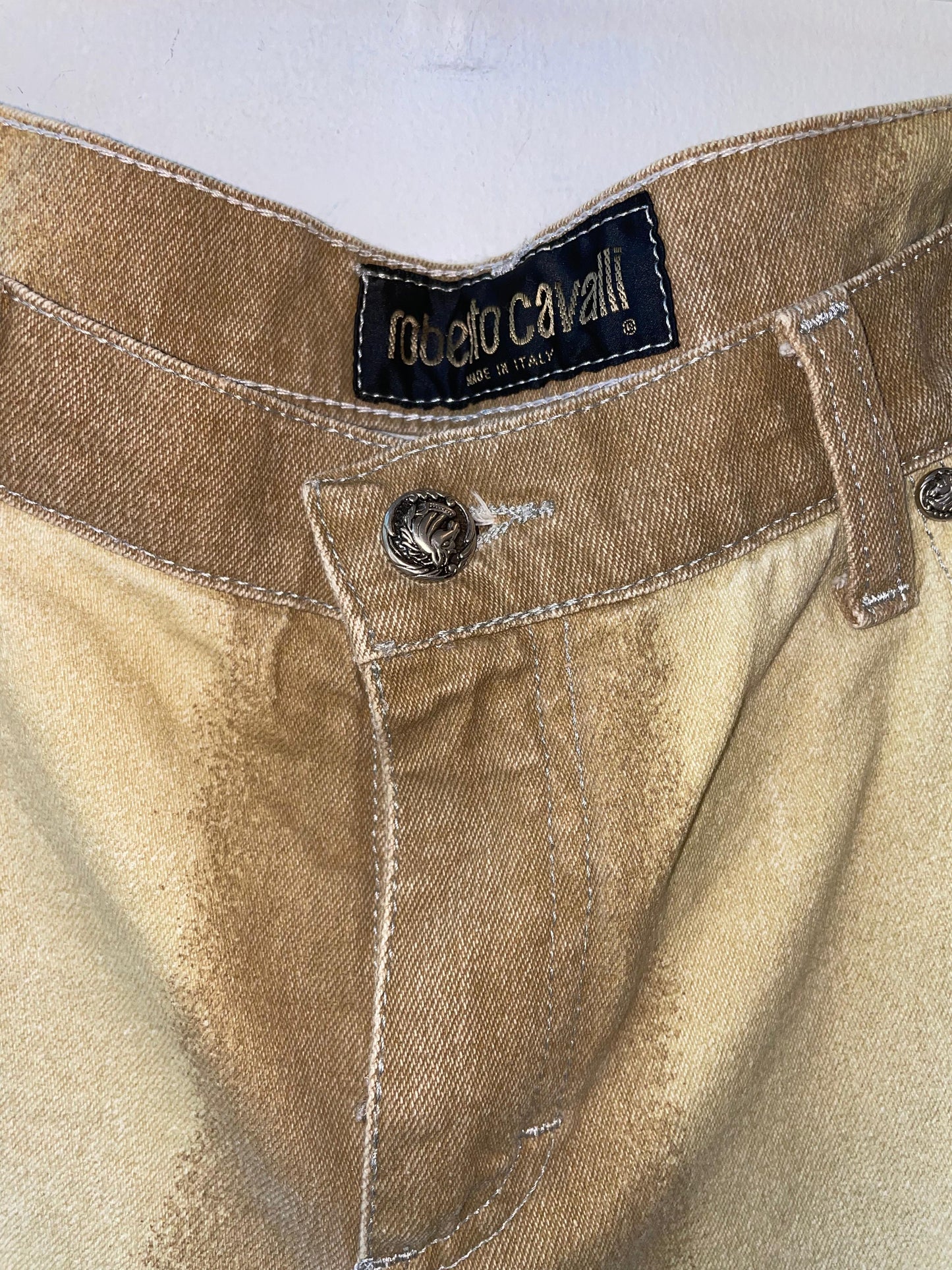 1990s Roberto Cavalli Bleached Denim Jeans