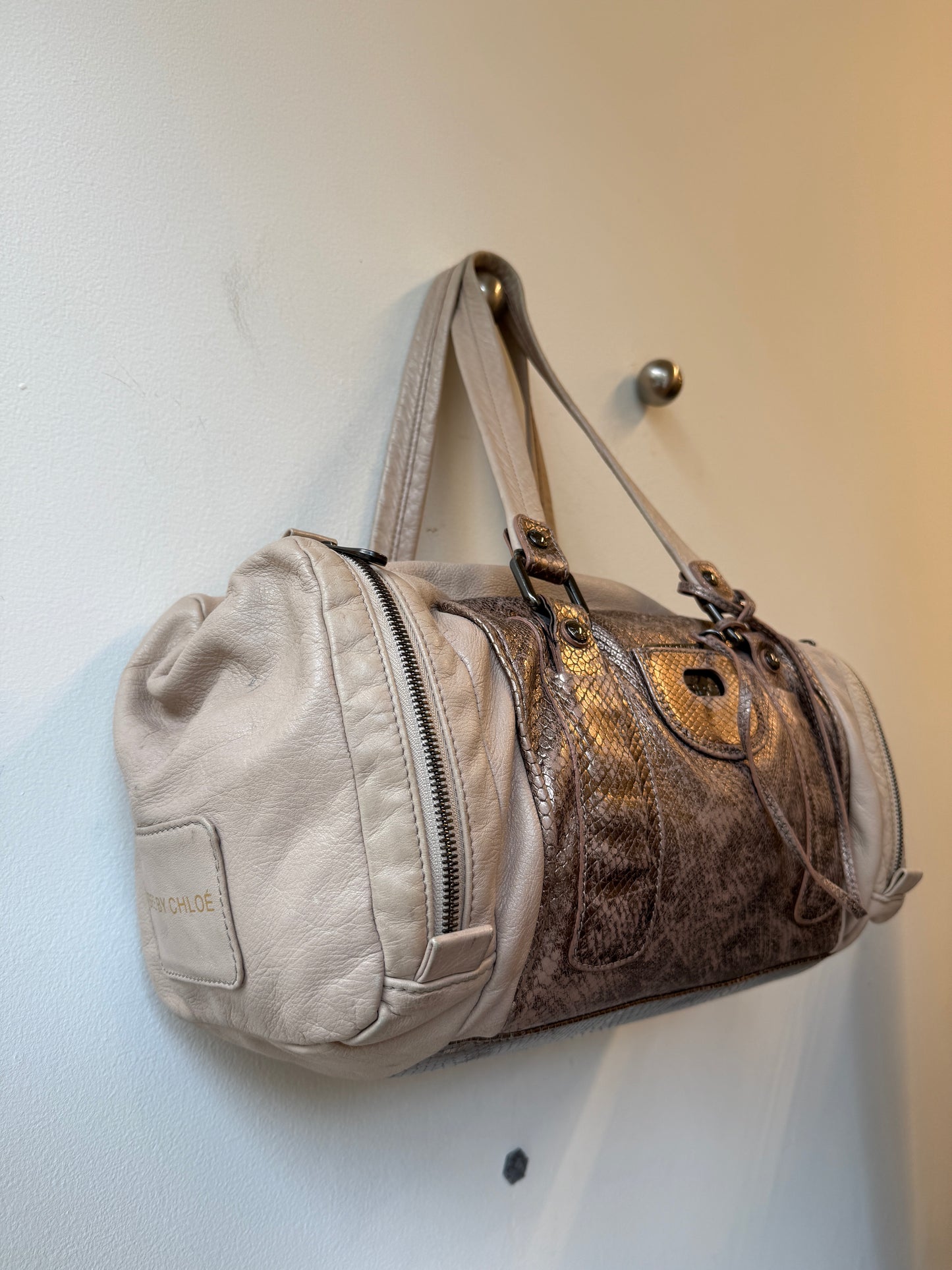 See By Chloé Python Panel Leather Bag c. 2008-2012