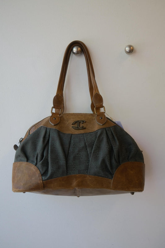 Just Cavalli Logo Canvas & Leather Bag