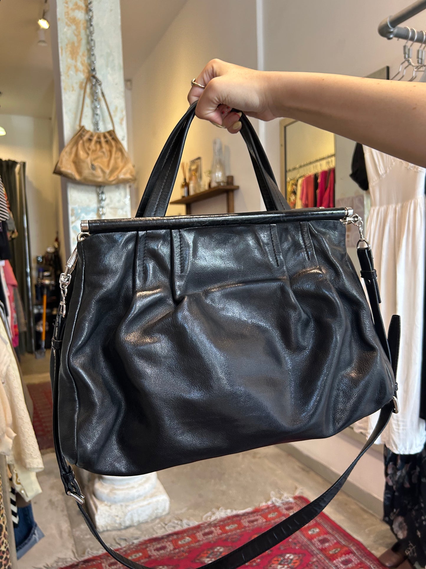 MIUMIU large black silver bow bag