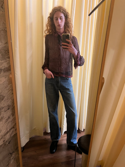 Ulla Johnson Sheer Ruffle Button Up