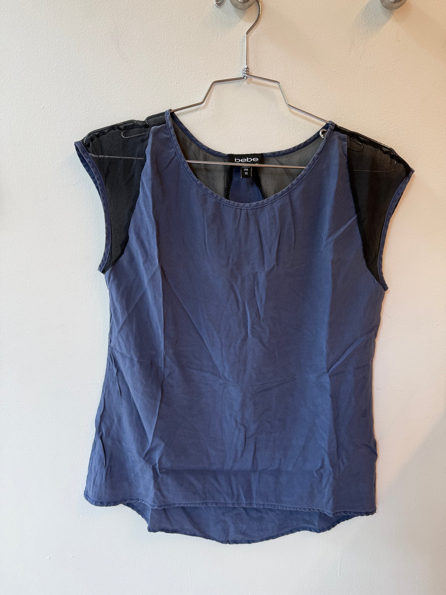 Bebe 2000s Silk Sheer Panel Top