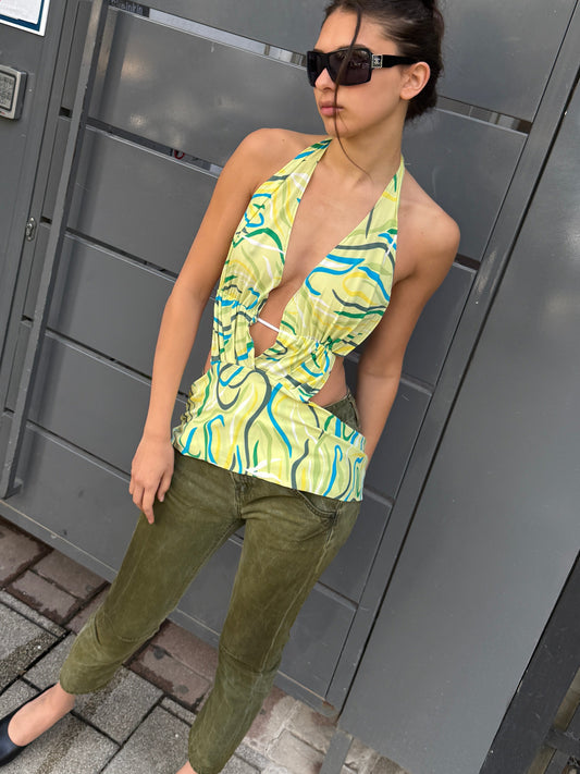 Y2K Psychedelic Halter Top