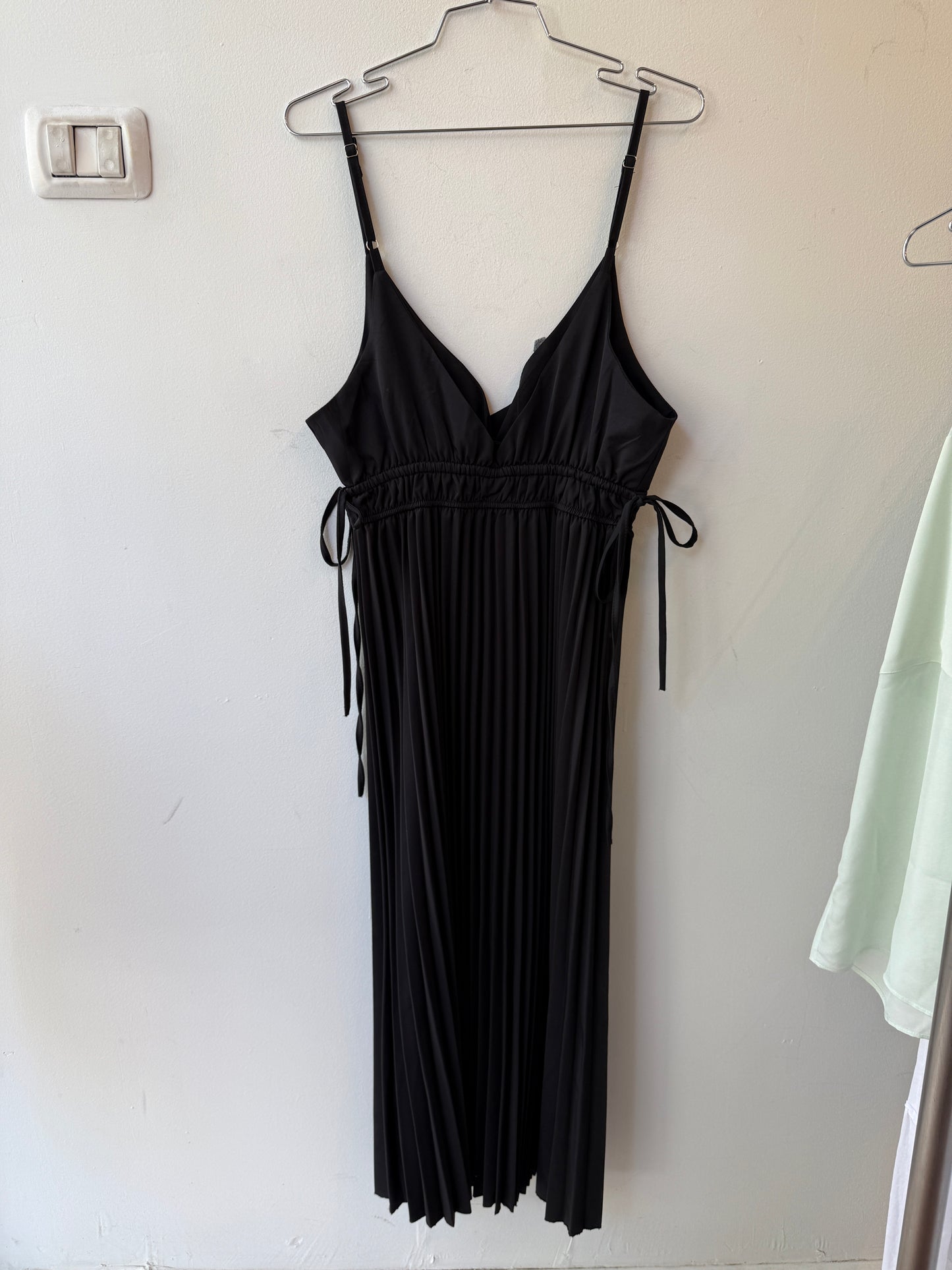 Black Pleated Slip Dress