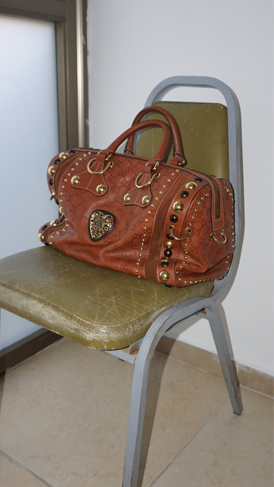 GUCCI large brown GG leather ‘baboushka’ collection Boston bag