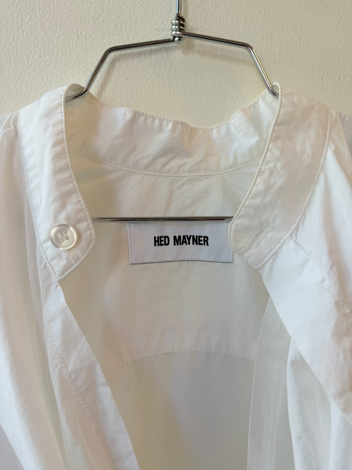 Hed Mayner SS23 Draped Band Collar Cotton Shirt
