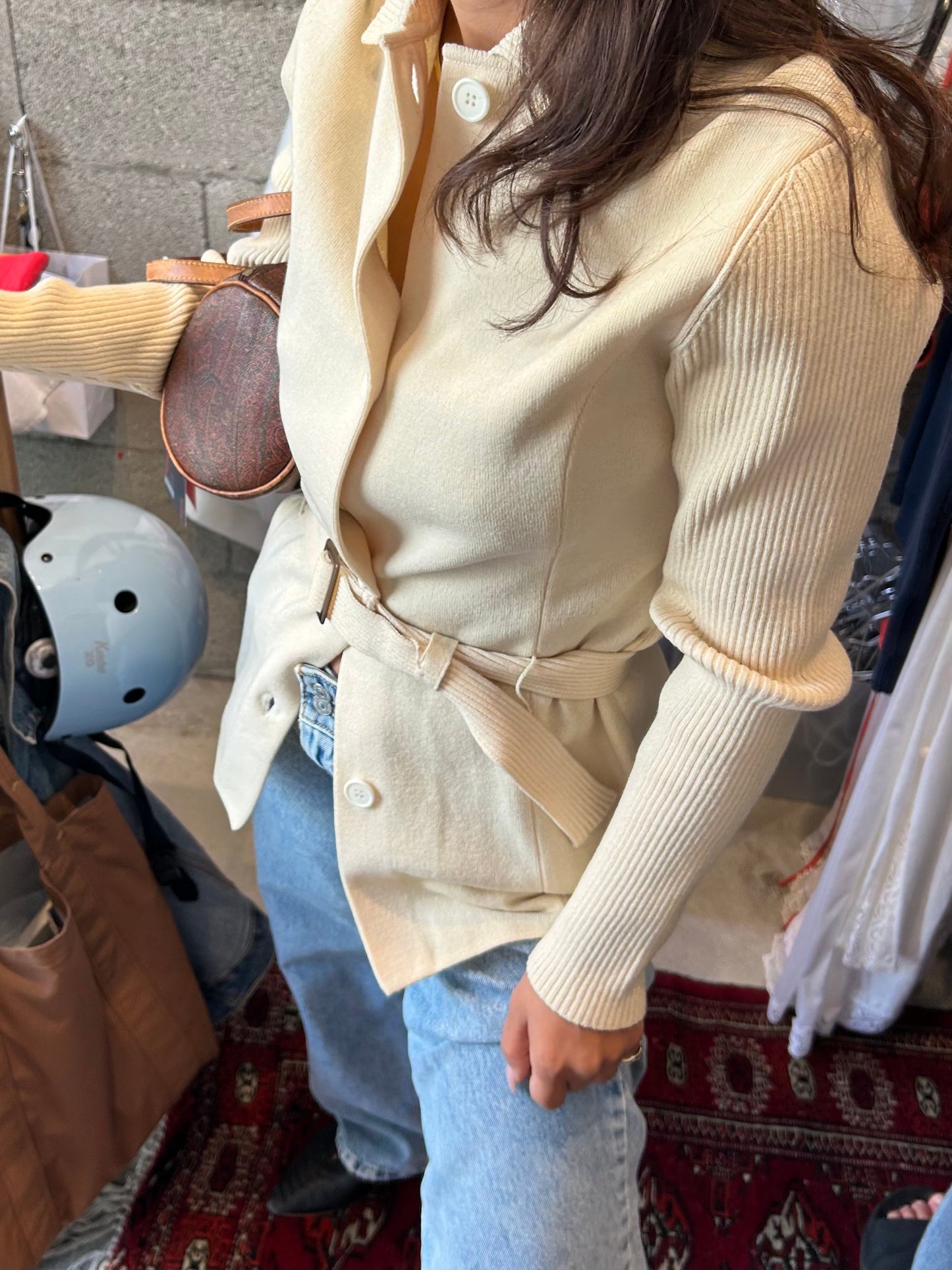 Vintage knit cardigan with belt