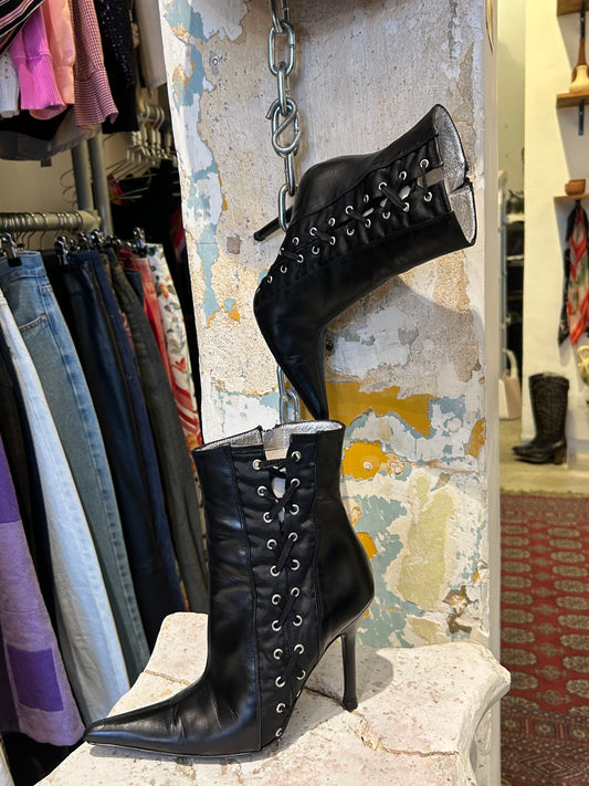 D&G short leather stiletto boots