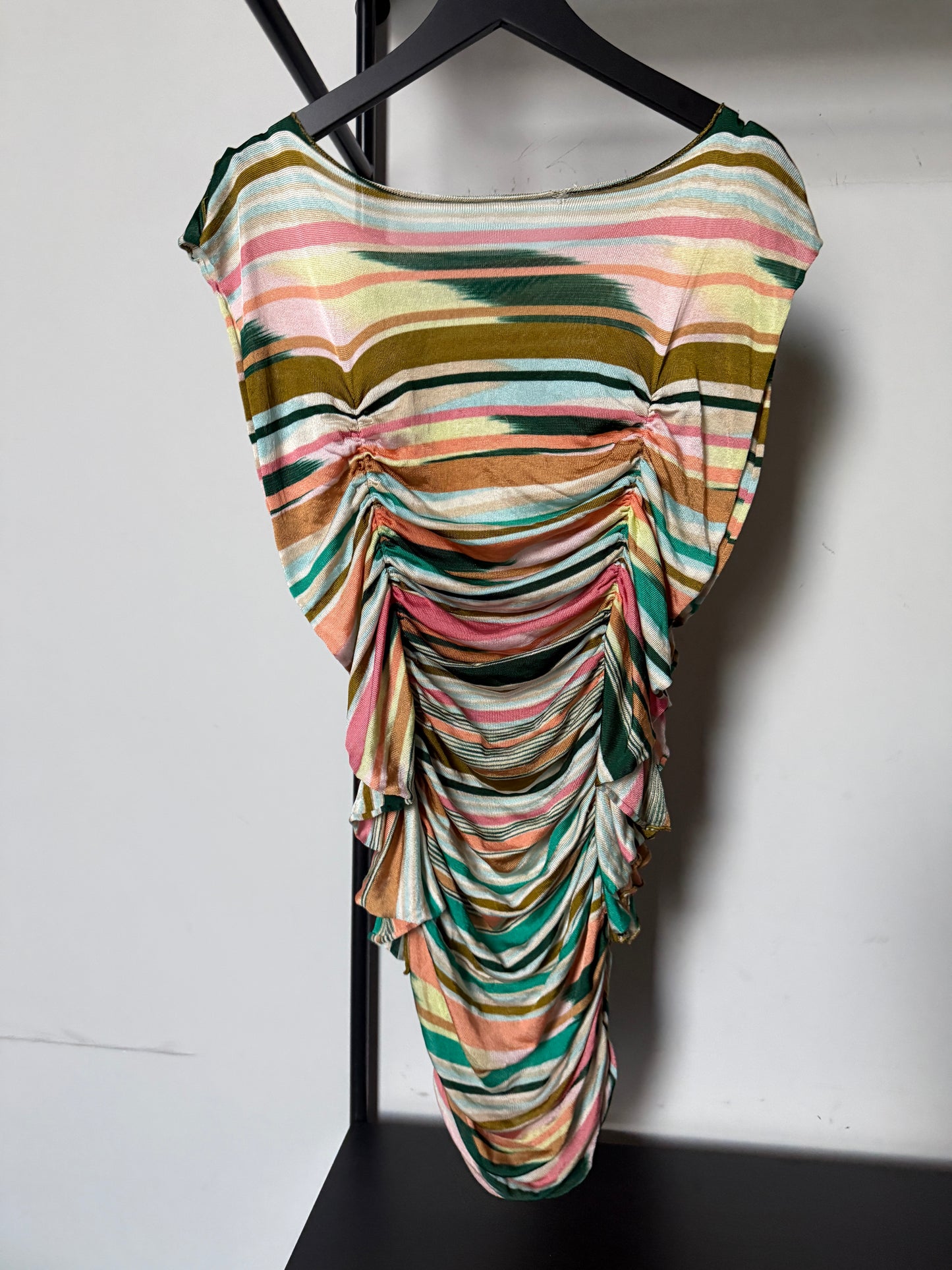 Early 2000s Missoni Ruched Striped Knit Dress