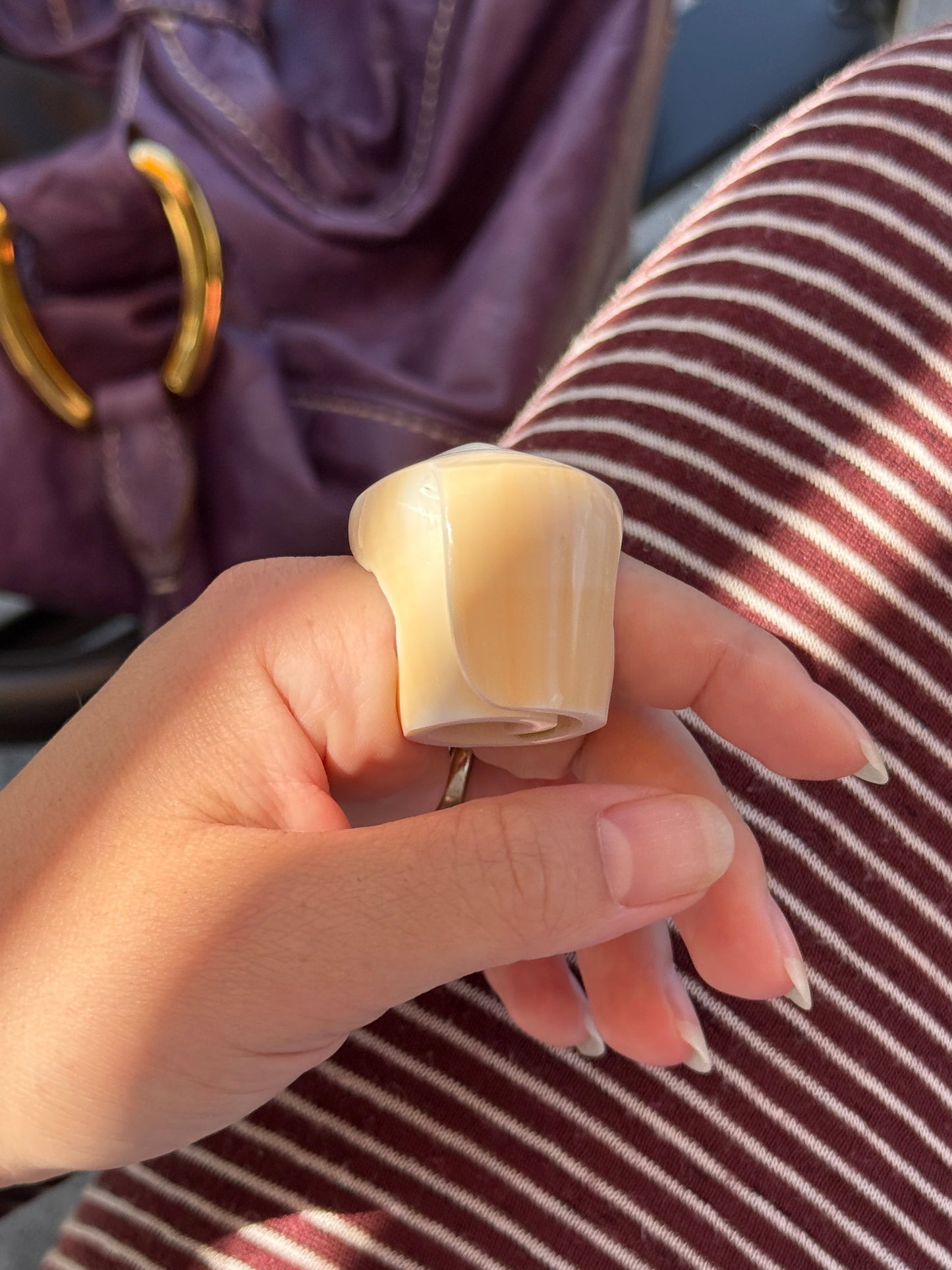 Vintage Carved Shell Statement Ring