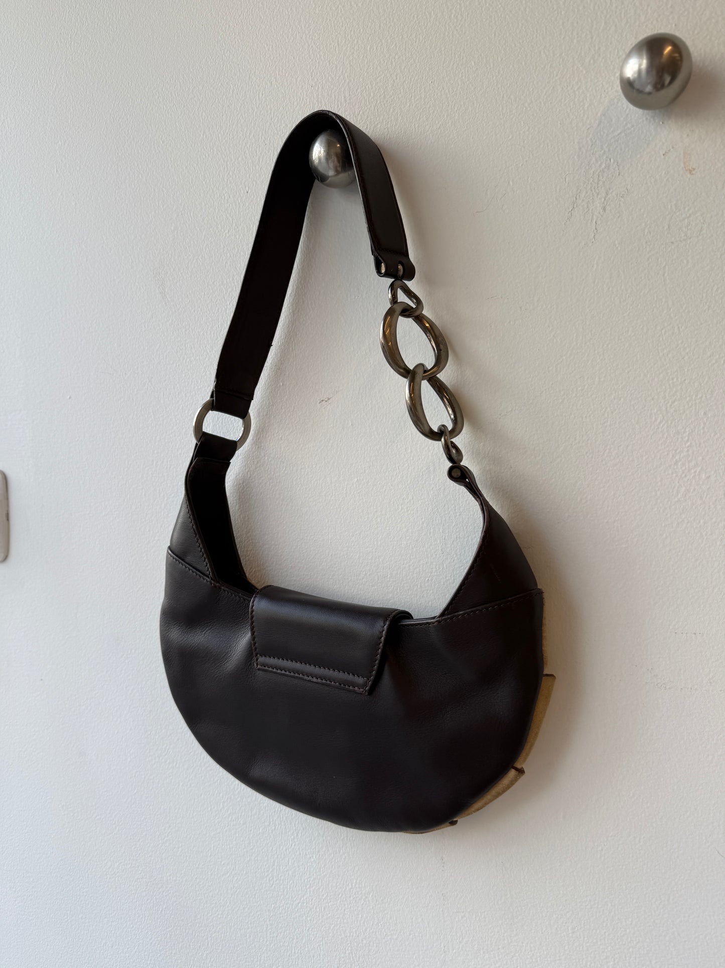Giorgio Sculptural Suede & Leather Shoulder Bag