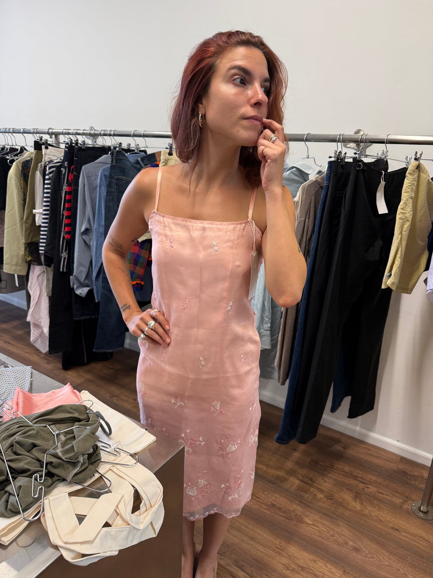 Vintage Embroidered Sheer Slip Dress
