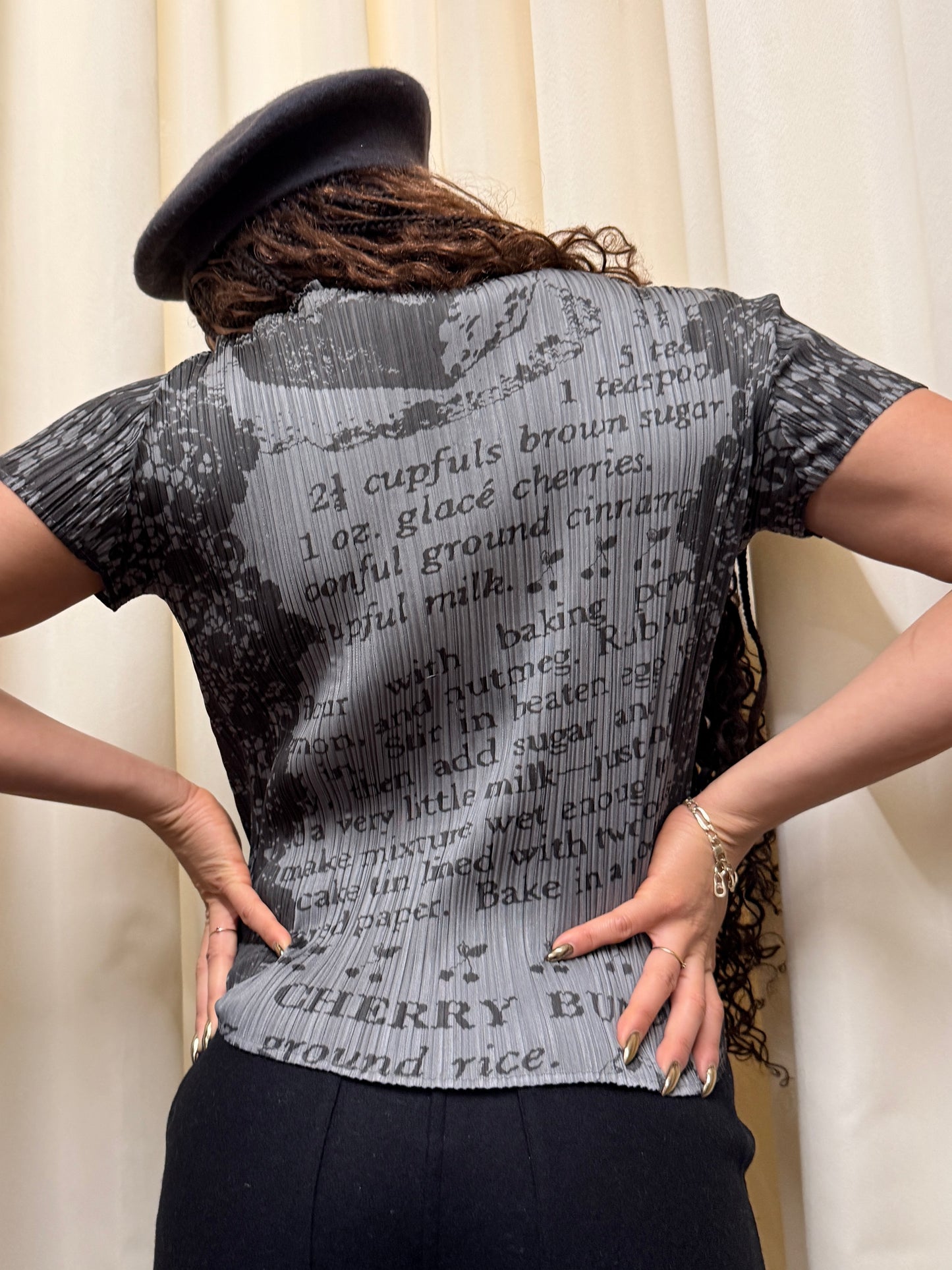 Pleats Please Issey Miyake Graphic Pleated Top 2000s