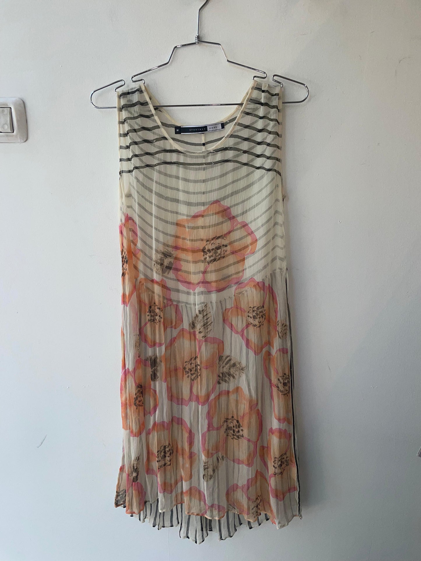 Sportmax Code Sheer Floral Stripe Dress