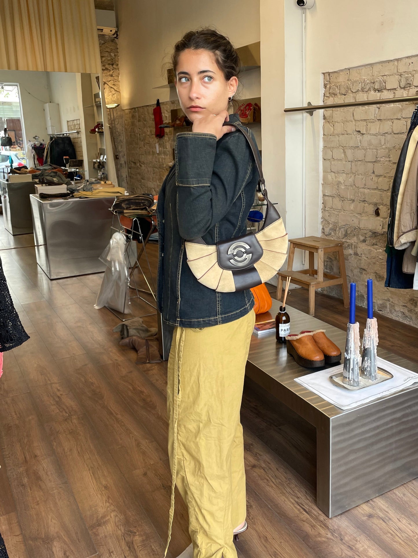 Giorgio Sculptural Suede & Leather Shoulder Bag