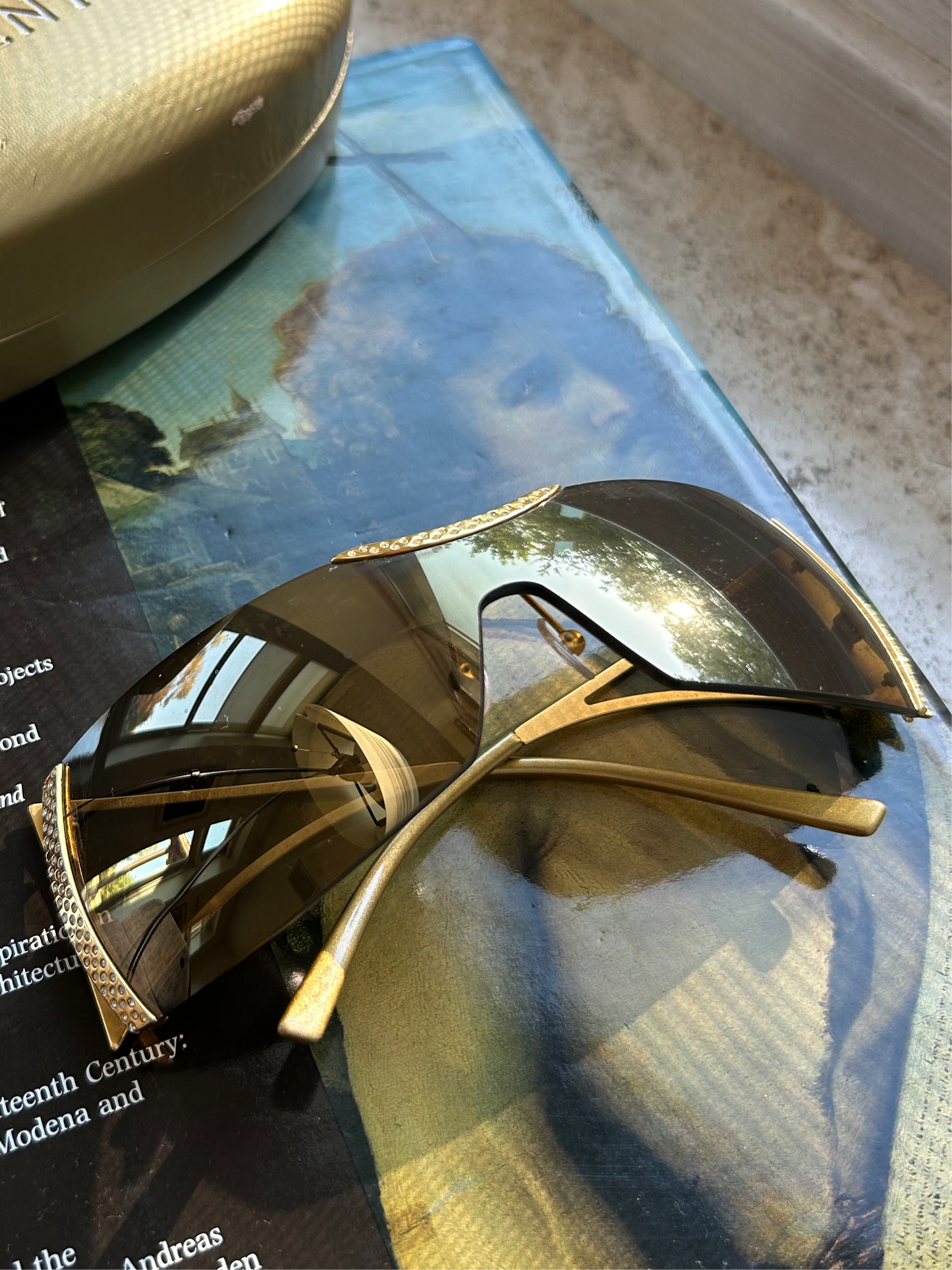 VALENTINO V gold mask mirror sunglasses