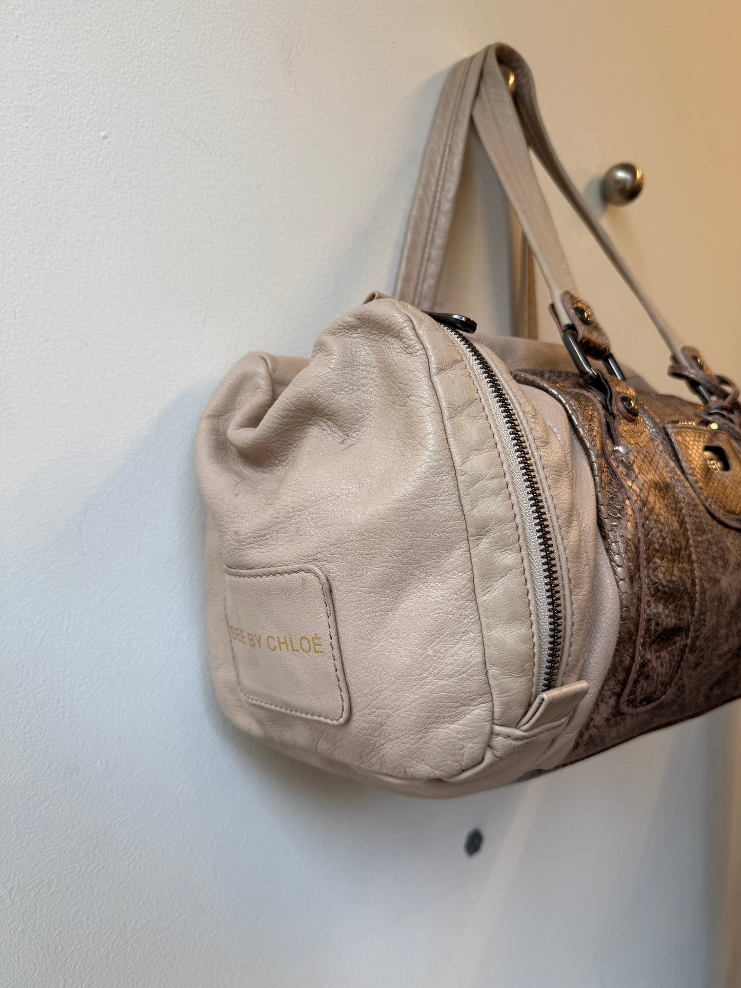 See By Chloé Python Panel Leather Bag c. 2008-2012