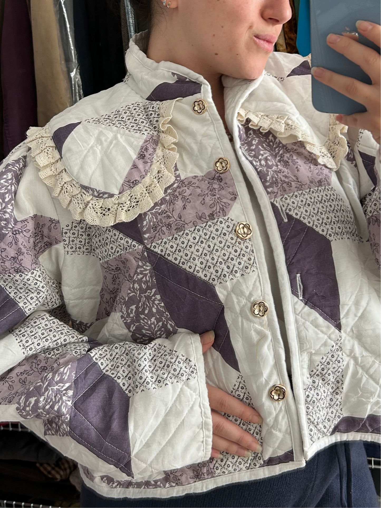 Handmade quilt collar coat