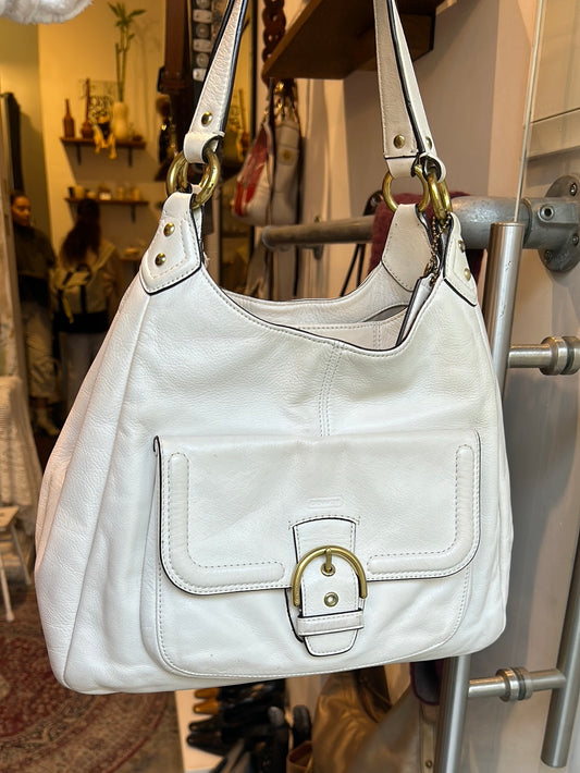 COACH Campbell ivory leather hobo bag