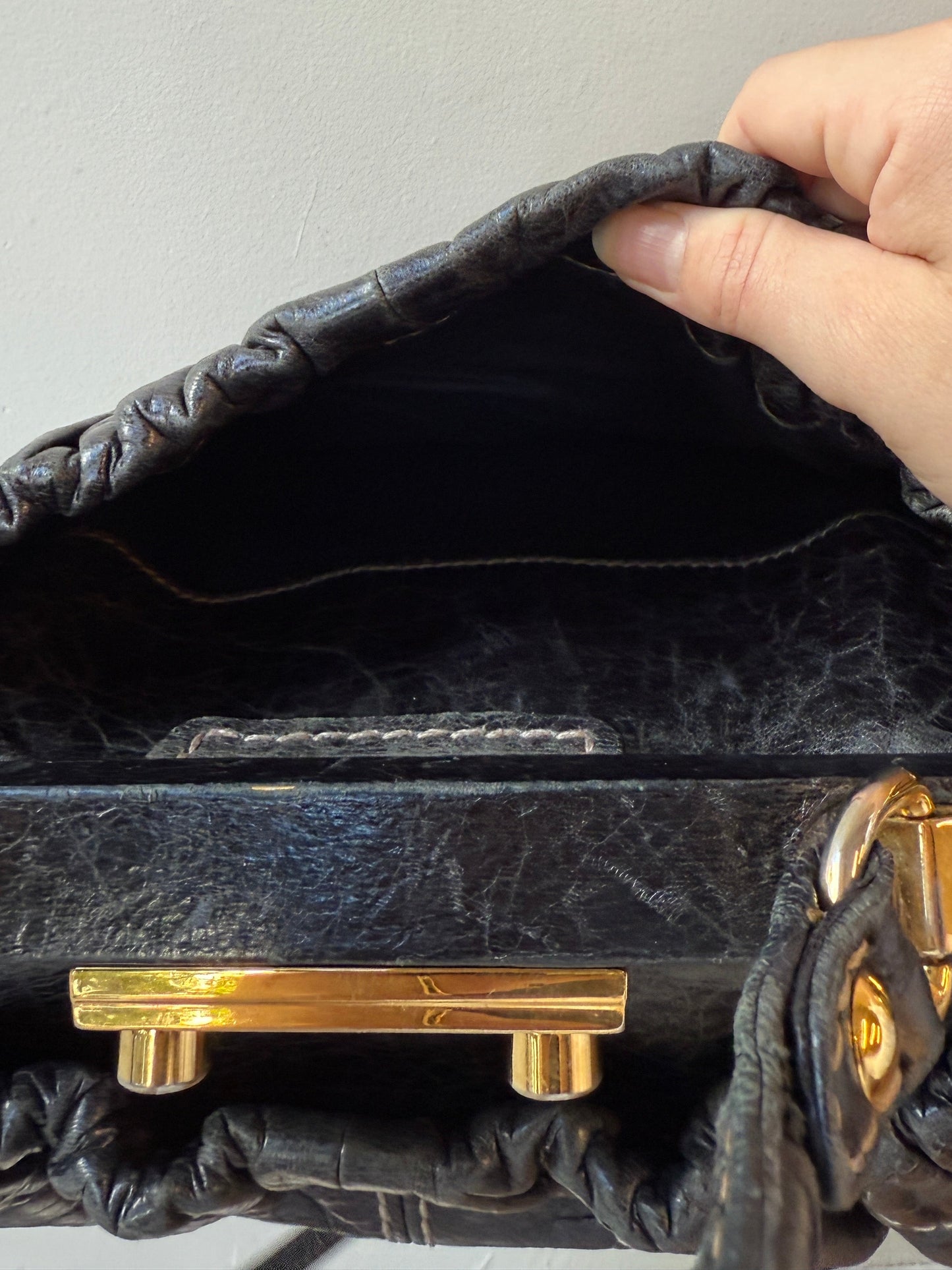 Miu Miu soft black leather frame bag