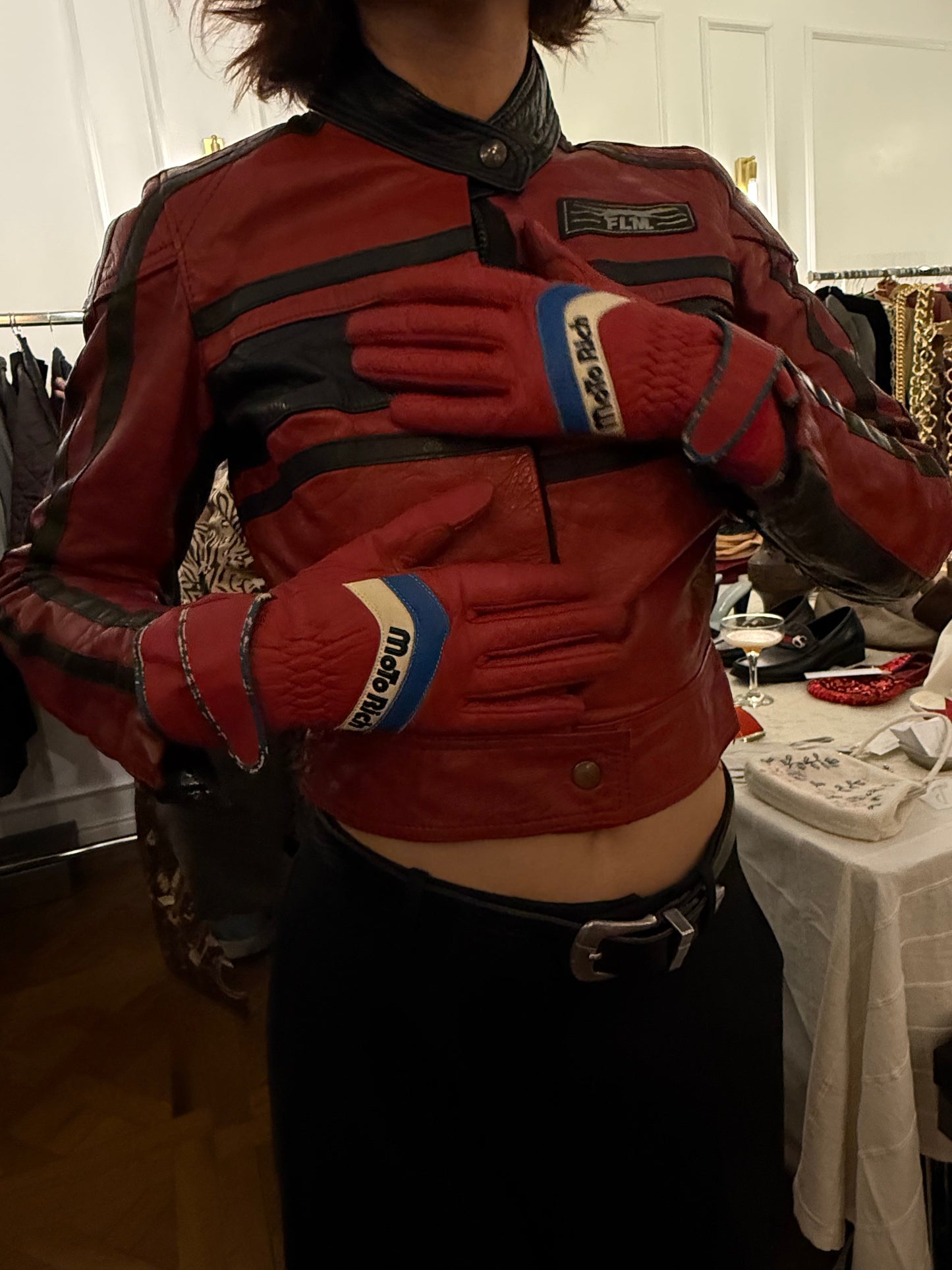 Vintage Moto Leather Gloves - Image 2