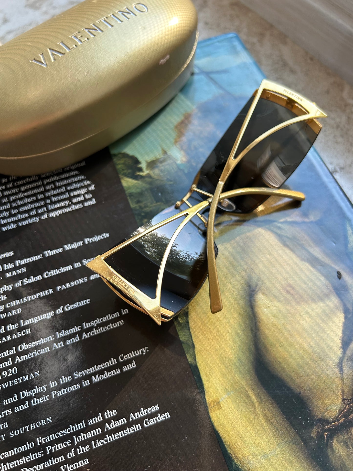 VALENTINO V gold mask mirror sunglasses