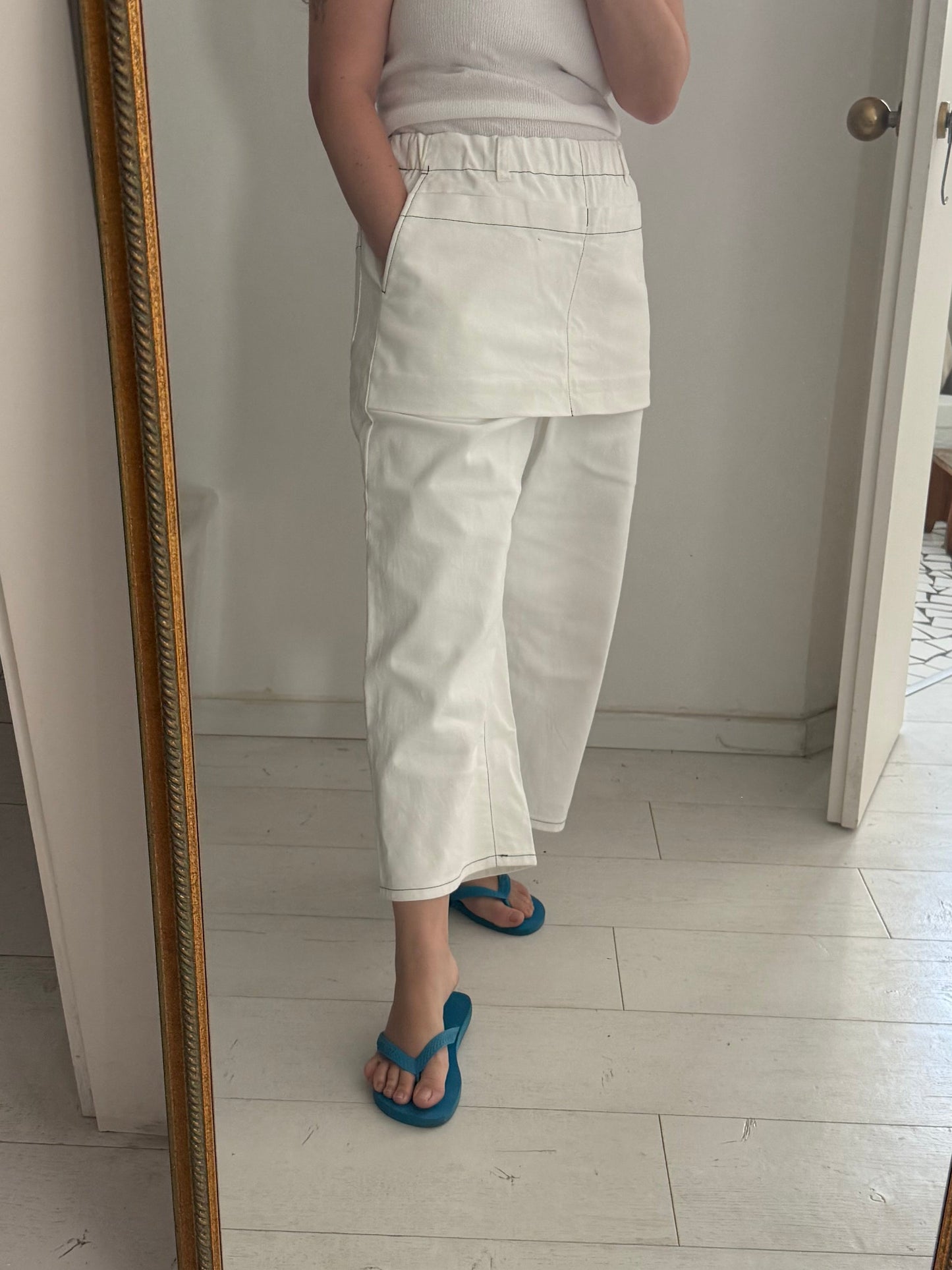 Plantation by Issey Miyake white layered pants