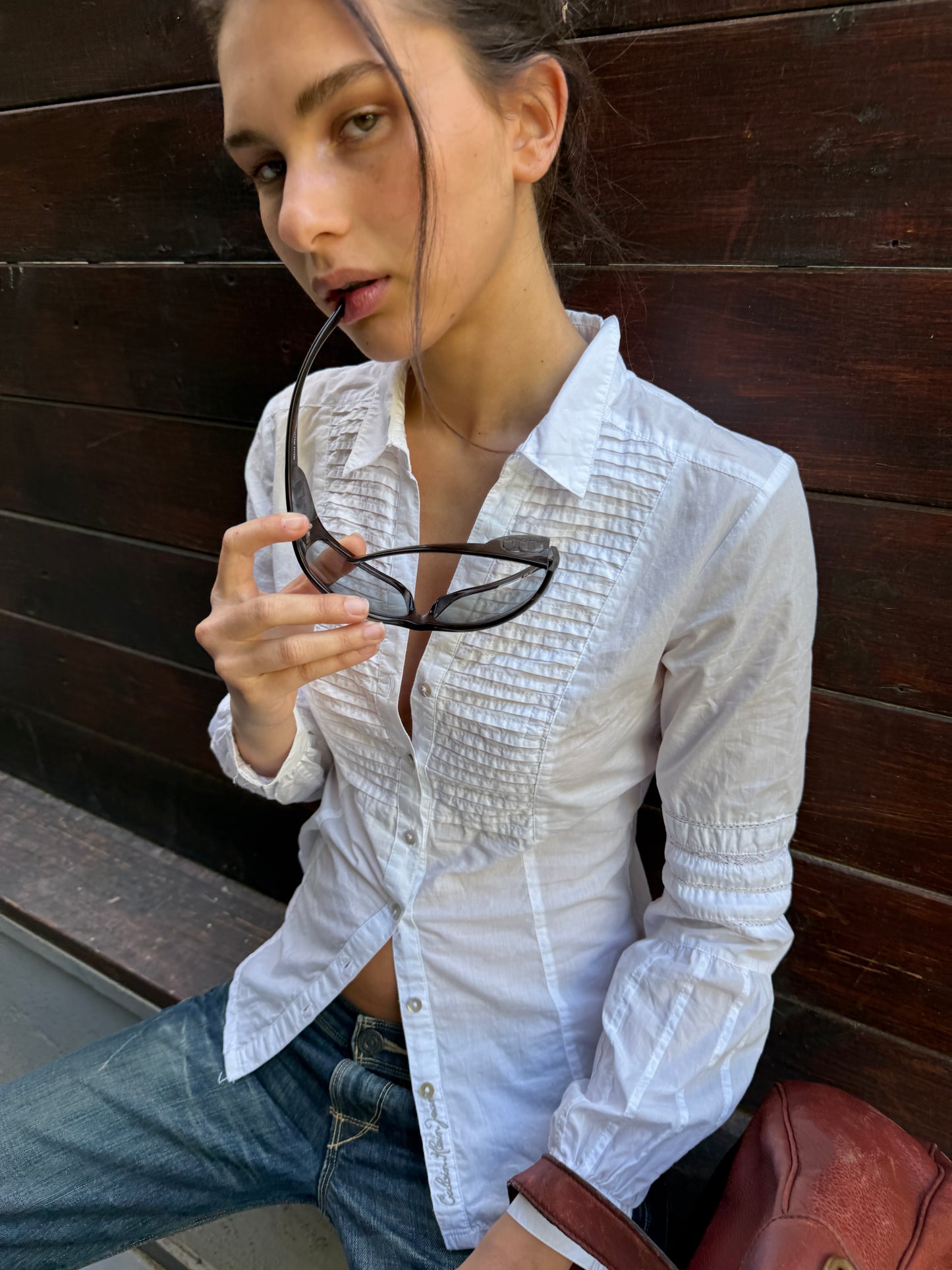 Calvin Klein Pintuck Shirt c. 2000s