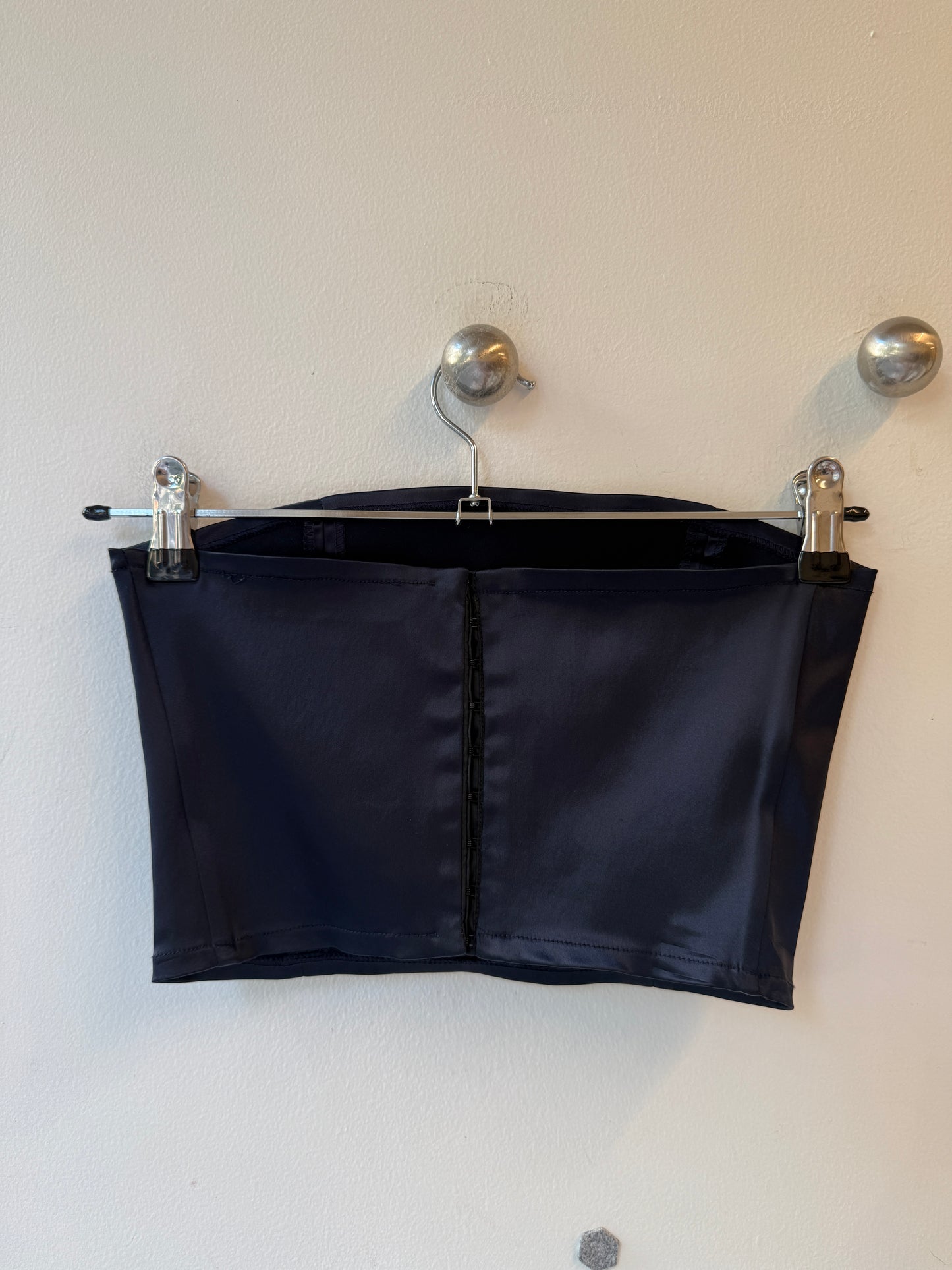 Lorella Braglia Navy Satin Bustier & Pencil Skirt Set