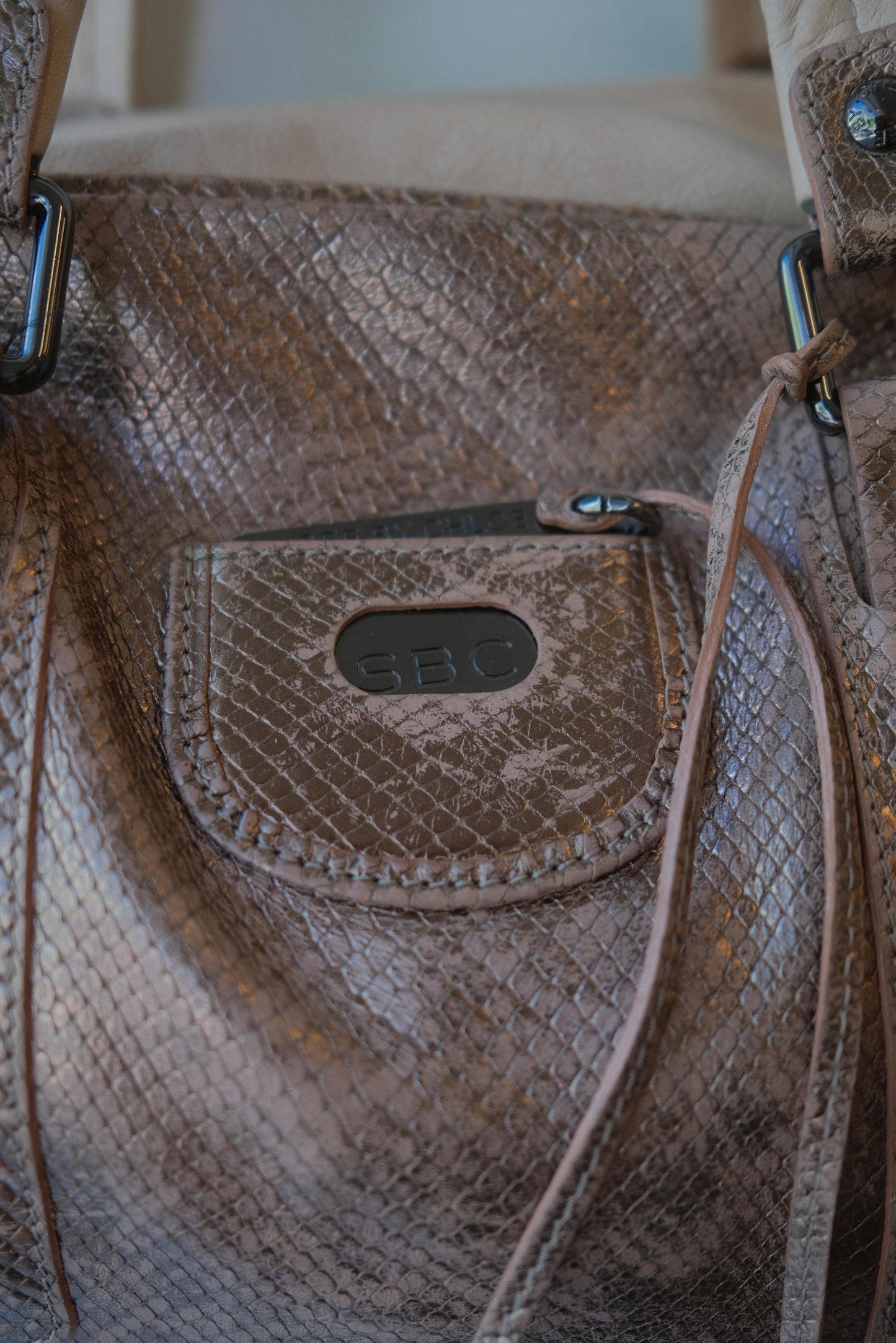 See By Chloé Python Panel Leather Bag c. 2008-2012