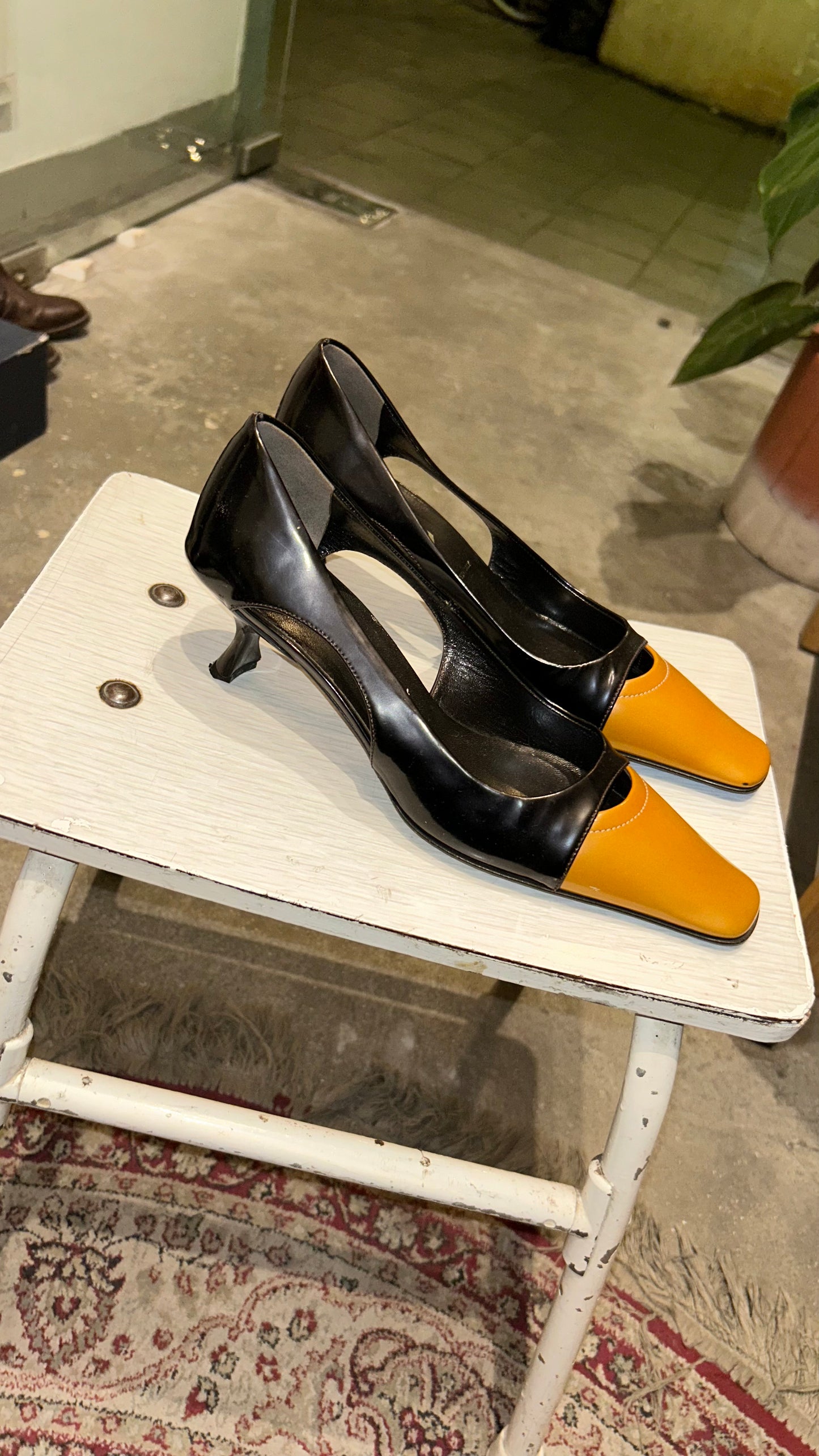 PRADA square toe kitten heels