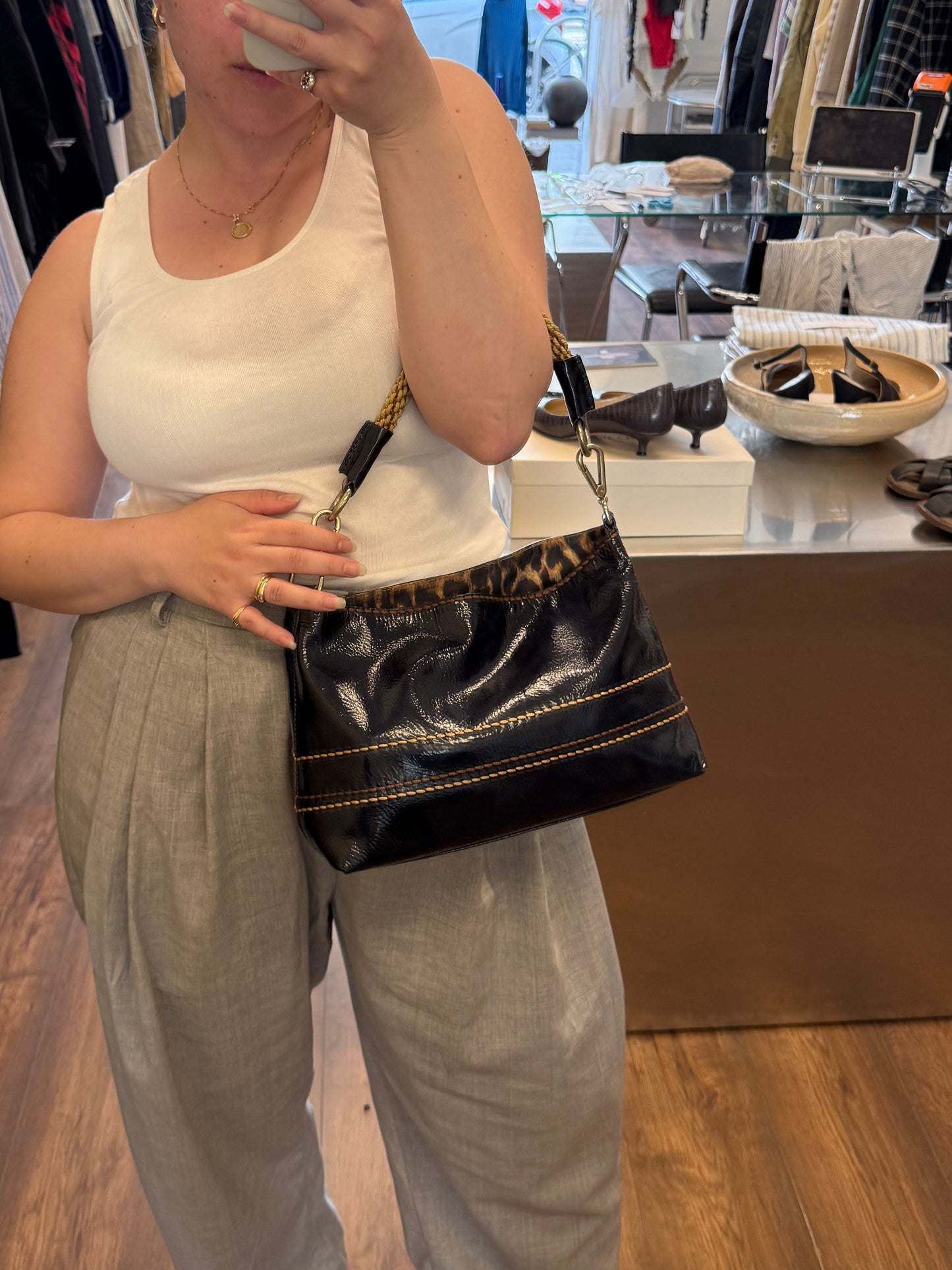 Plinio Visona Patent Leather Shoulder Bag