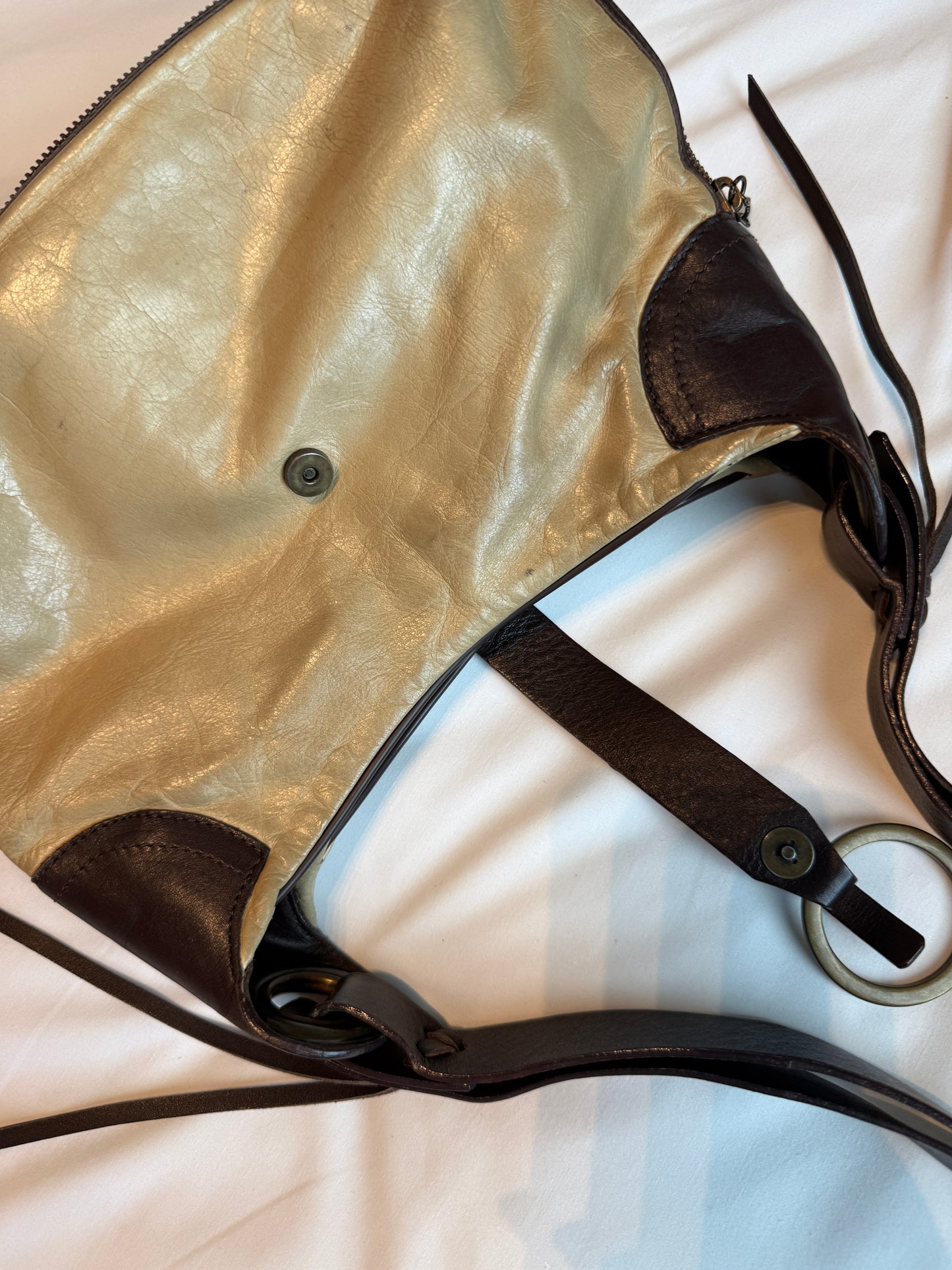 Vintage Gianni Chiarini Metallic Leather Expandable Shoulder Bag
