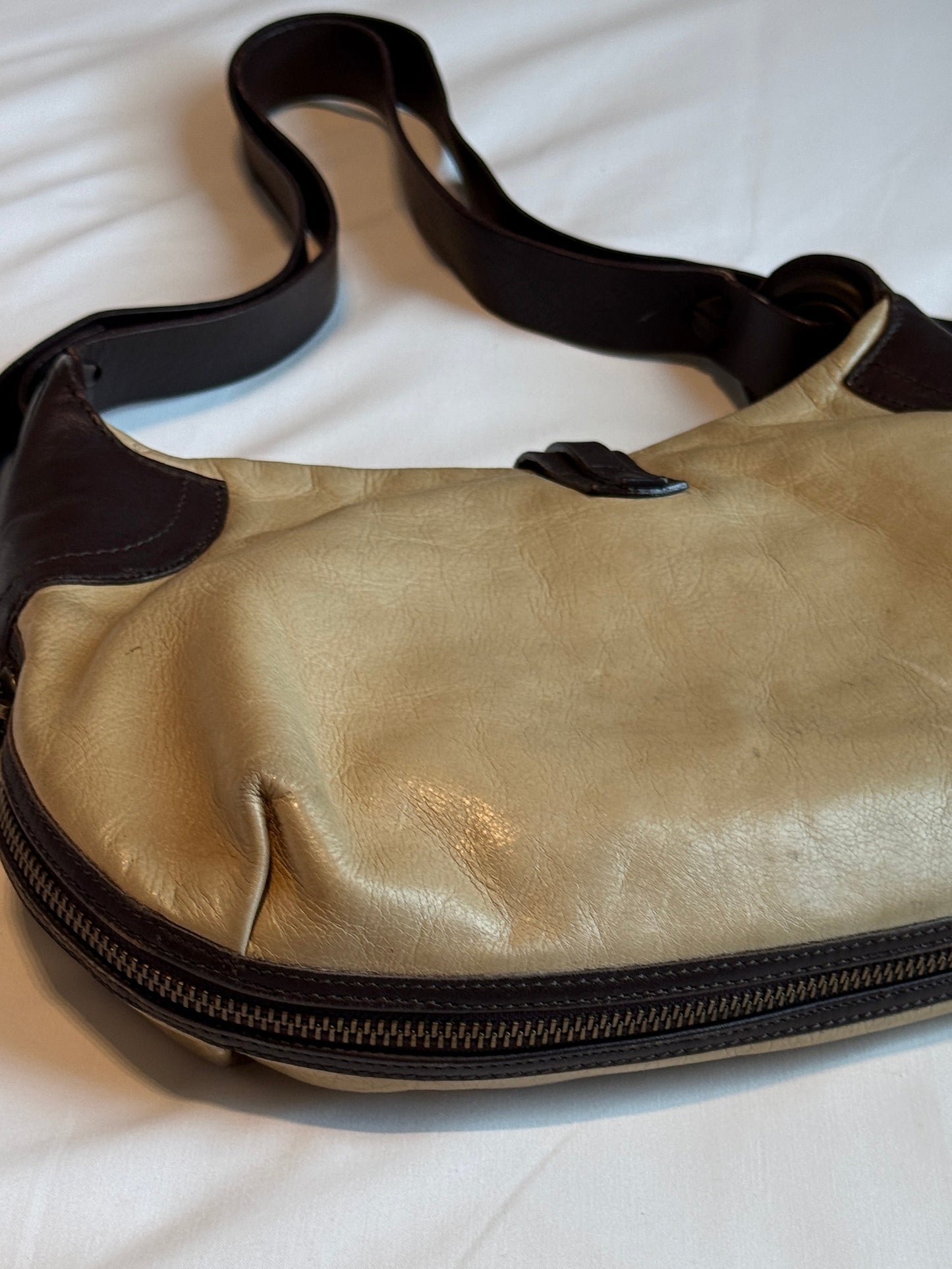 Vintage Gianni Chiarini Metallic Leather Expandable Shoulder Bag